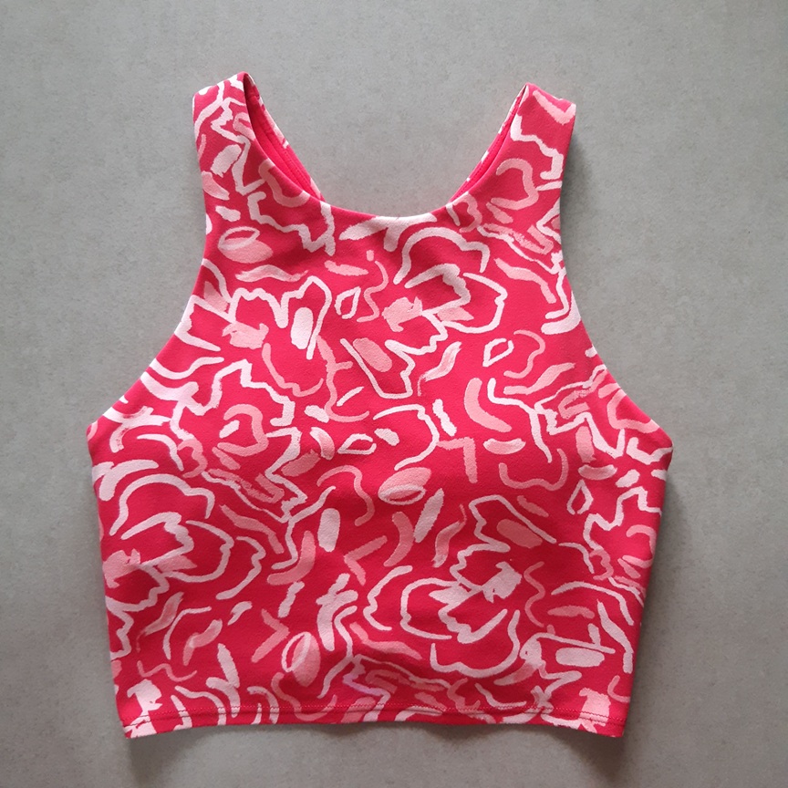 เสื้อครอปแขนกุดสีชมพู-แดง แบรนด์ ATHLETA