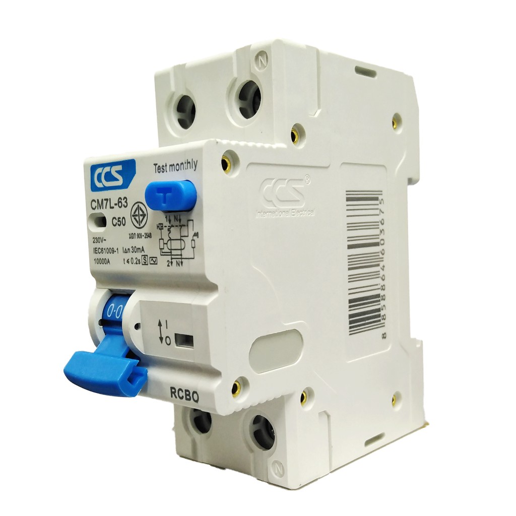 MAIN เบรกเกอรกันดูด RCBO Circuit Breaker แบรนด์ CCS รุ่น CM7L-63 2P กันดูด เกาะราง