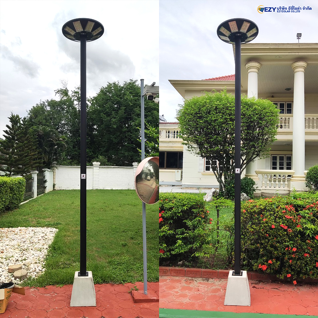 ฐานปูน 2" ระยะห่างรู 7.2 ซม. พร้อมน็อตยึดอย่างดี หนัก แข็งแรง ทนทาน ใช้กับเสาสูง 1-4 เมตร