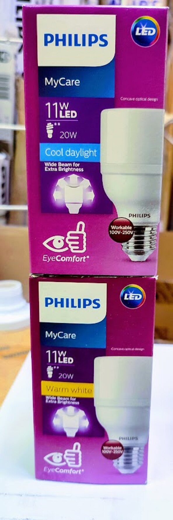 PHILIPS หลอดไฟ MyCare 11W LED BRIGHT T70 E27 แอลอีดี ถนอมสายตา แสงขาวหรือแสงส้ม