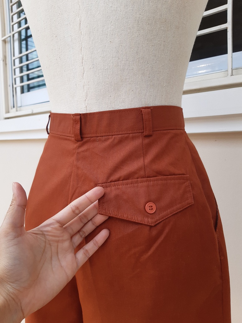 กางเกงคูลอตวินเทจ สีส้มชาเย็น พับขา (Vintage Shorts)