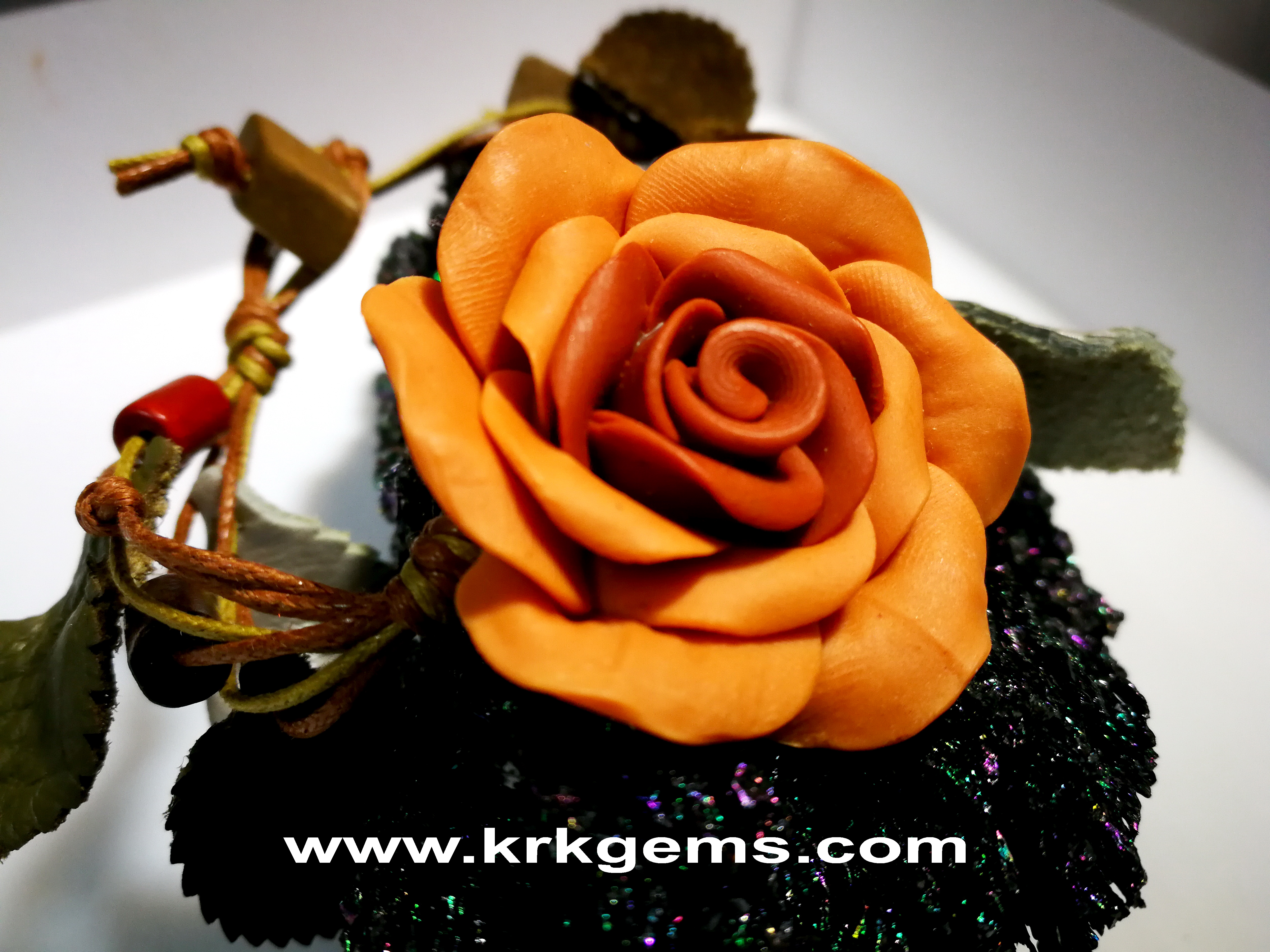 PASTEL ORANGE ROSE HANDMADE CLAY BRACELET