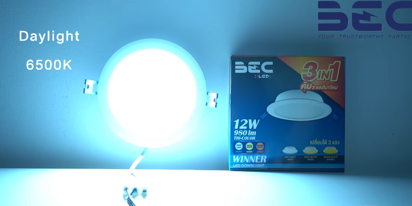 ดาวน์ไลท์ LED BEC WINNER 12W TRI-COLOR 5 นิ้ว 12 วัตต์ DAYLIGHT/COOL WHITE/WARM WHITE สีขาว