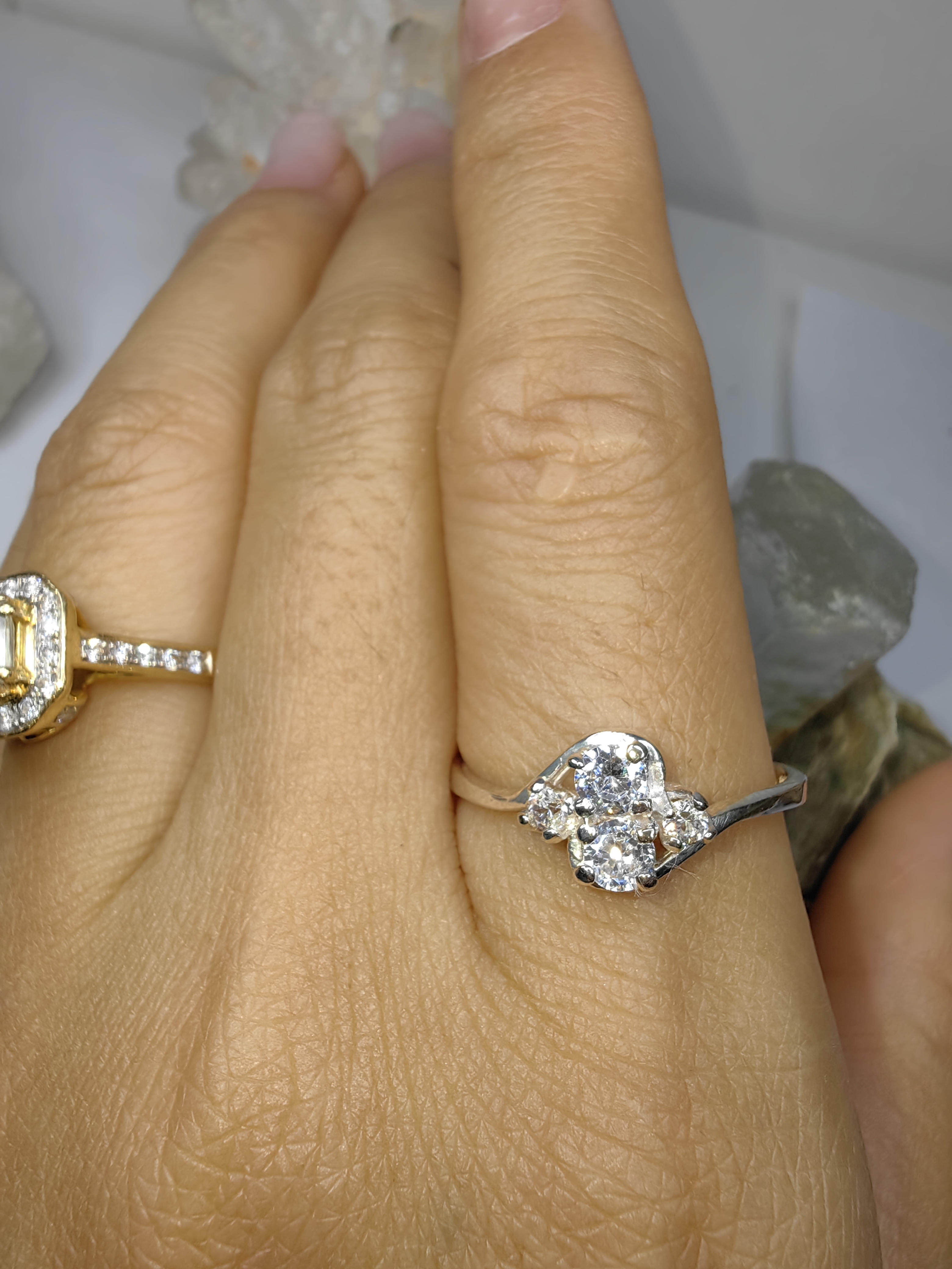 แหวนเพชร CZ เงินแท้ 92.5% Cubic Zirconia 925 Sterling Silver Ring Size 57, 60