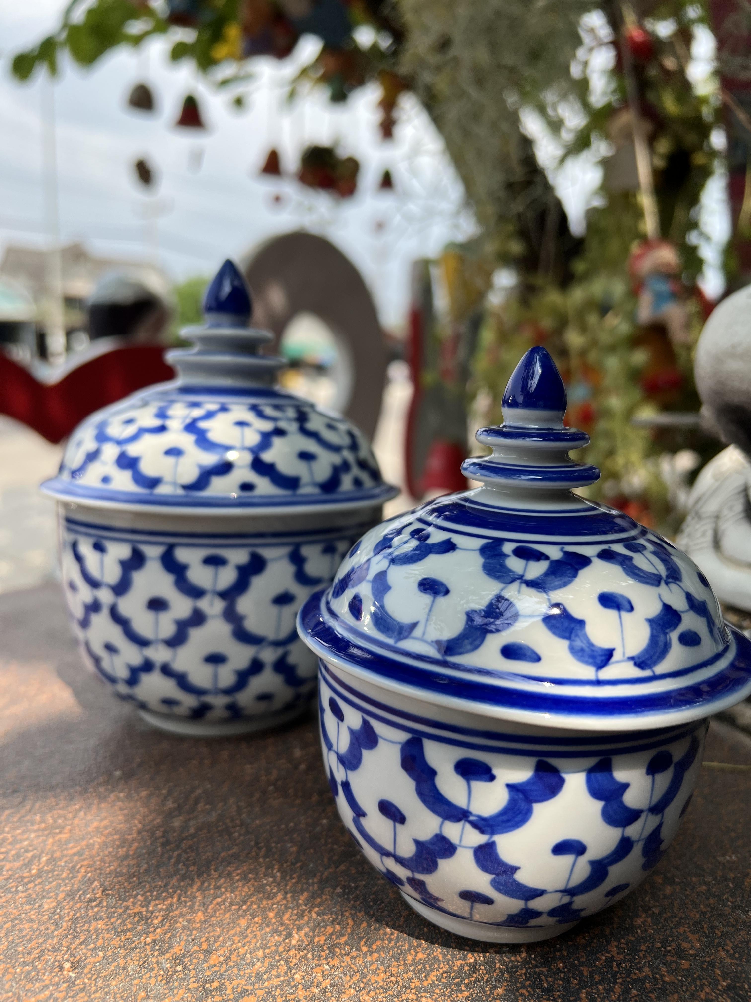 โถฝาชั้น3"ลายไทย