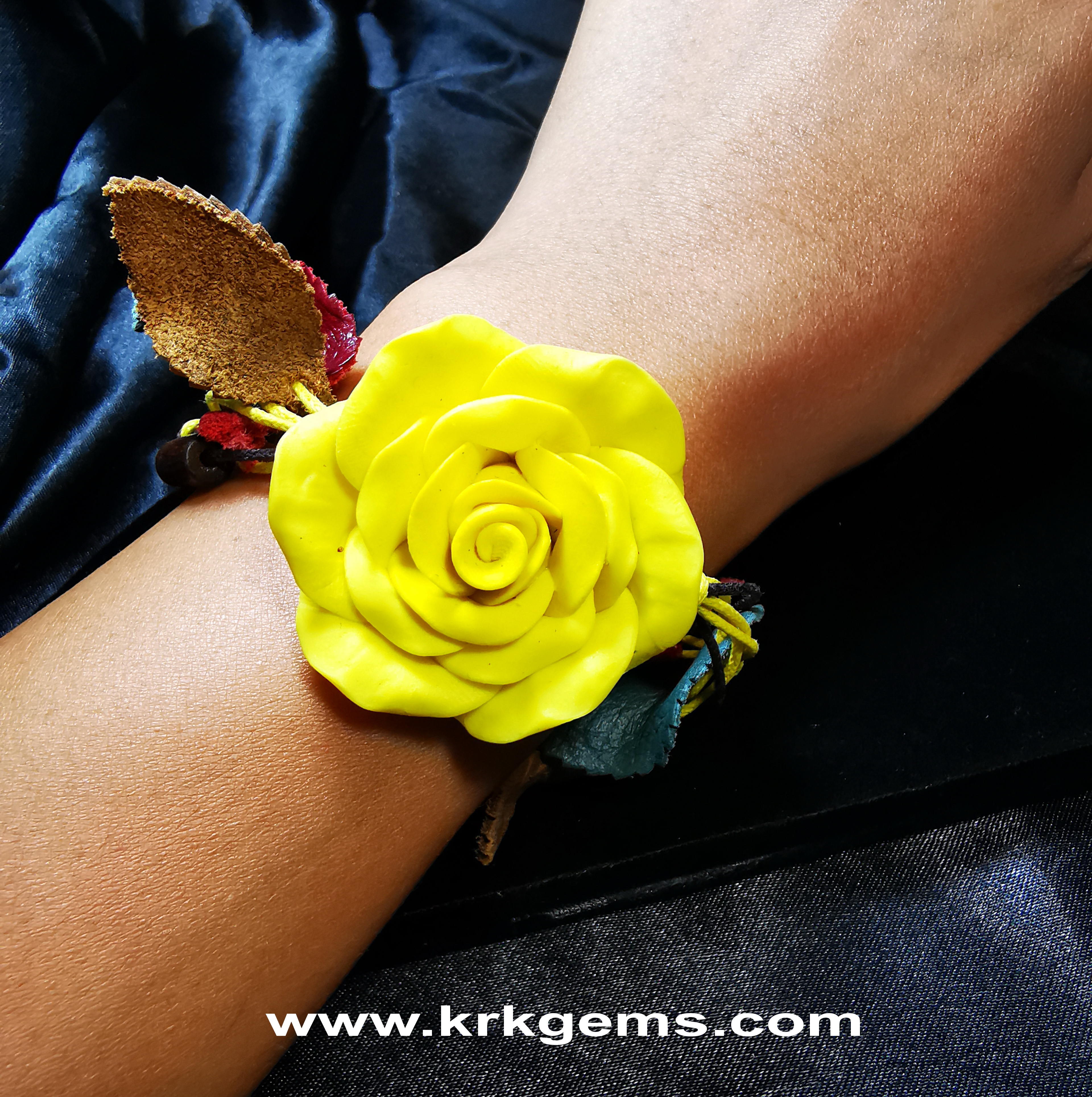 YELLOW ROSE HANDMADE CLAY BRACELET