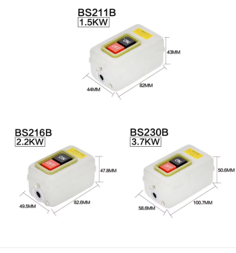 สวิทซ์มอเตอร์ควบคุม Start Stop-OFF ปุ่มสวิทช์3 Phase BS211B BS216B BS230B 3.7KW AC220V - 380V