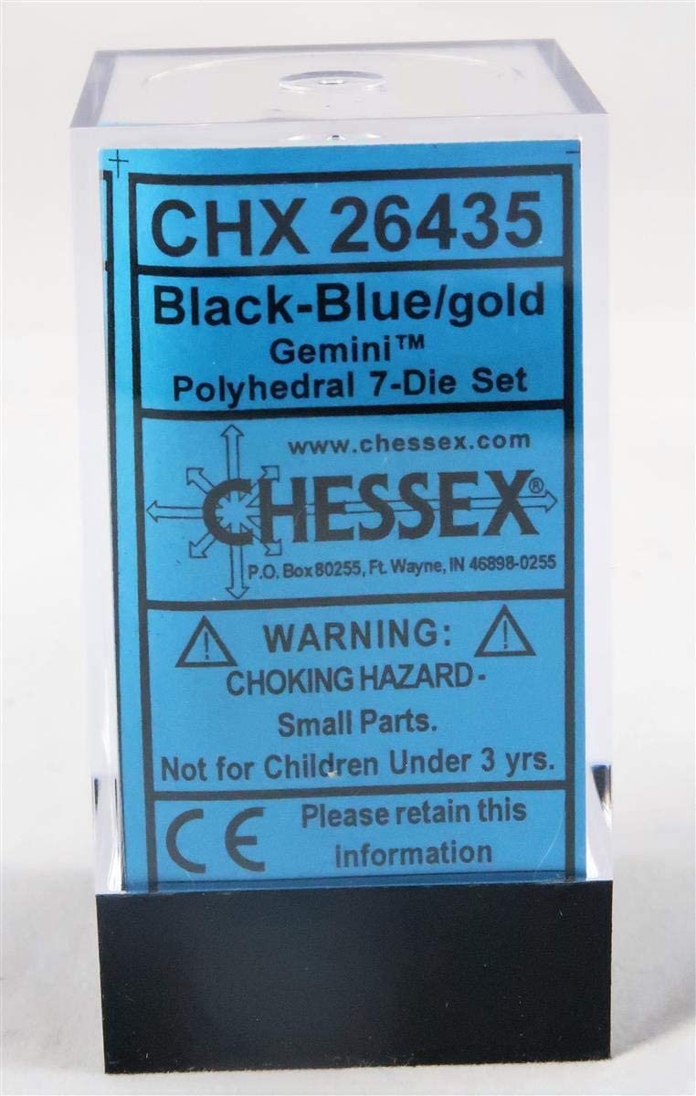 [ลูกเต๋า] Chessex: CHX 26435 7 Die Polyhedral Gemini Black Blue Gold