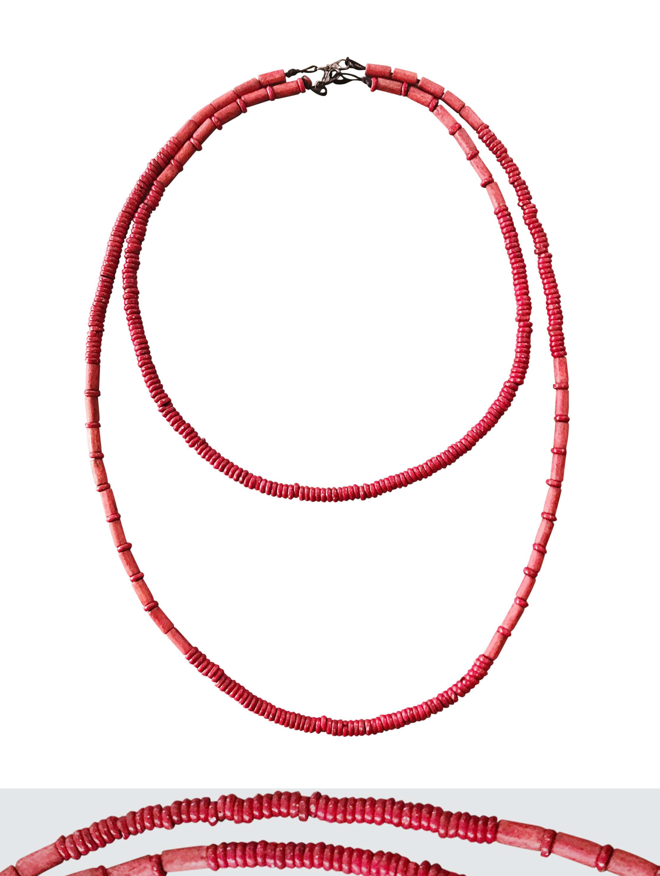 G 200171 สร้อยคอ ร้อยลูกปัดไม้ ( 1 Set 2 เส้น) ราคาเช่า 30 บาท ต่อ 1 วัน