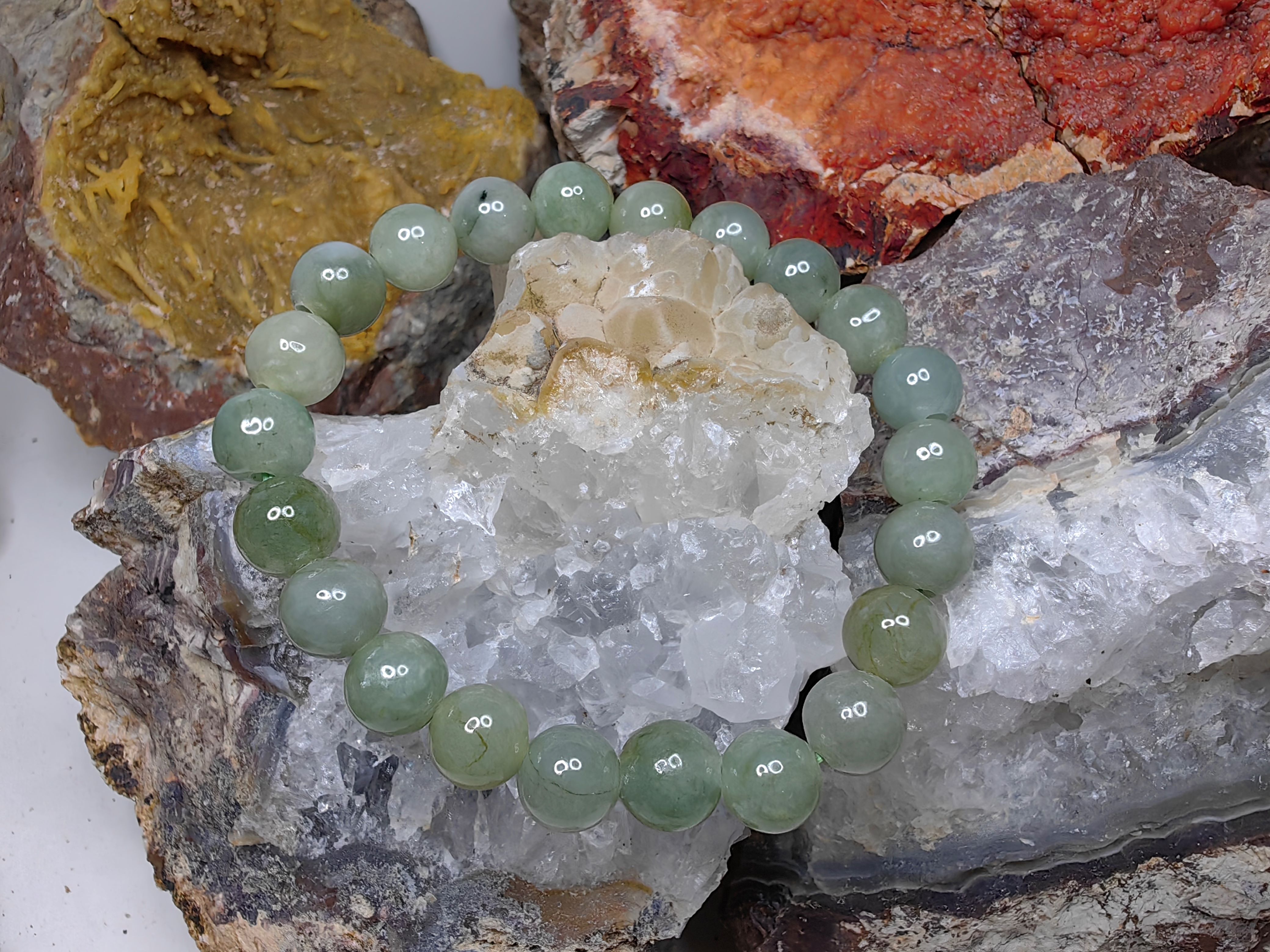 Burmese Jadeite Bracelets Round 8 mm. กำไลข้อมือหยกพม่า กลม 8 mm. Free Size