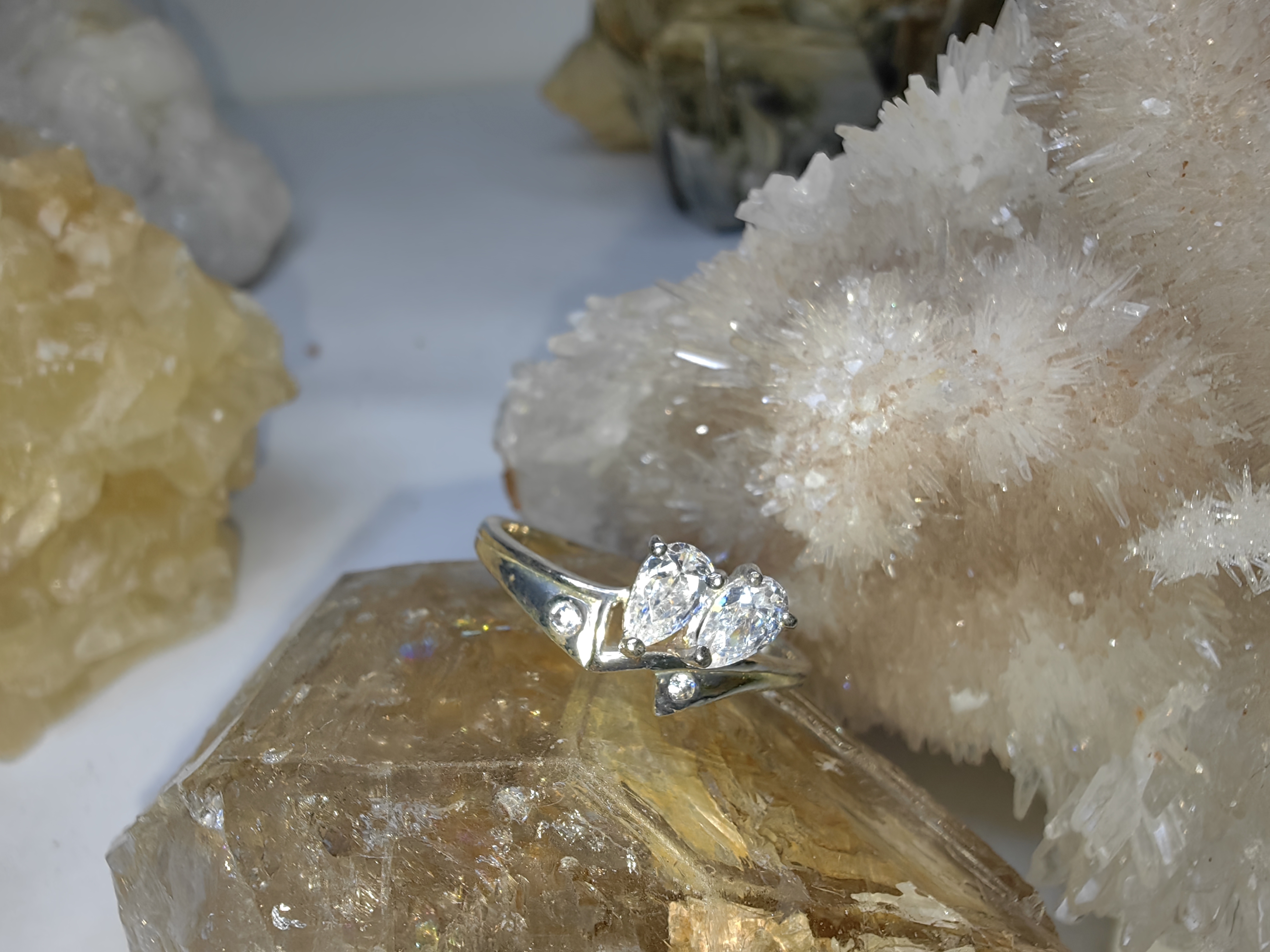 แหวนเพชร CZ เงินแท้ 92.5% Cubic Zirconia 925 Sterling Silver Ring Size 54, 56