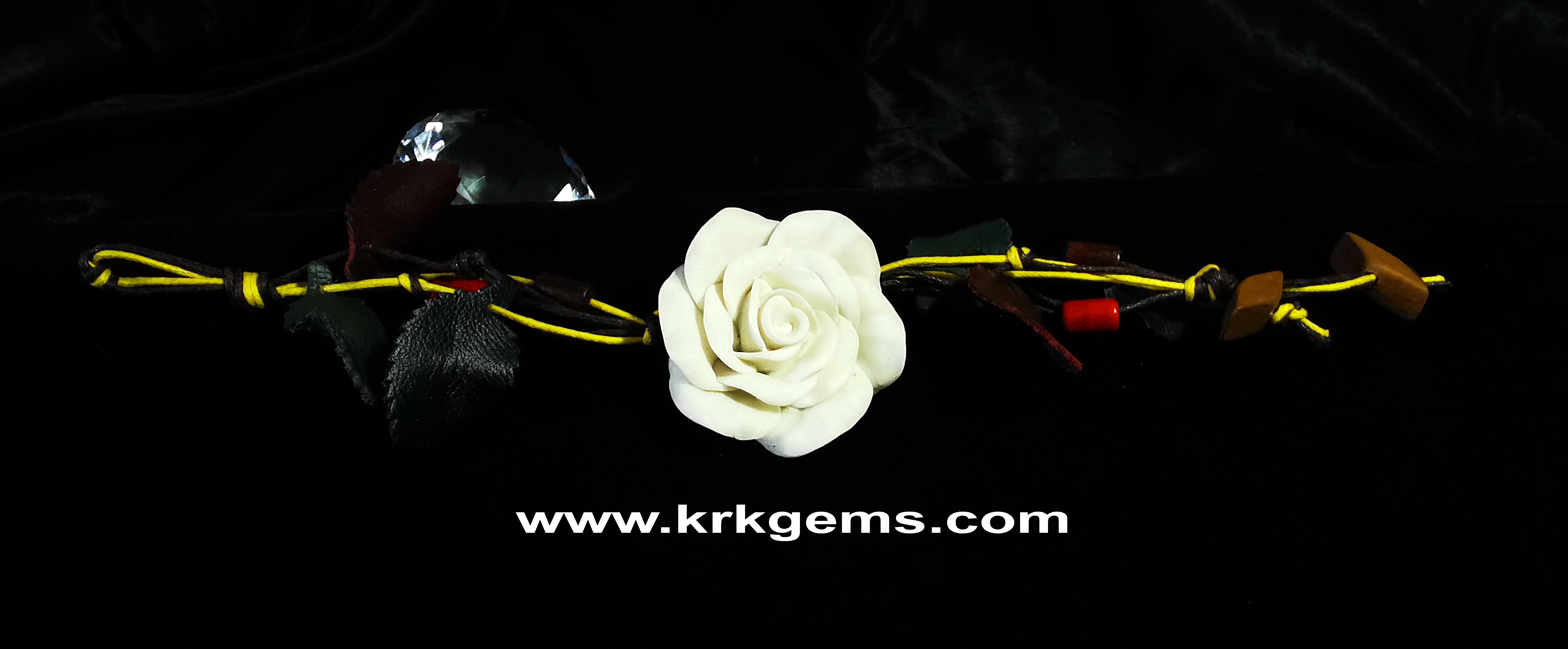 PURE WHITE ROSE HANDMADE CLAY BRACELET