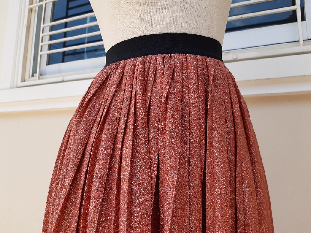 กระโปรงพลีทกลิตเตอร์สีส้มอิฐ