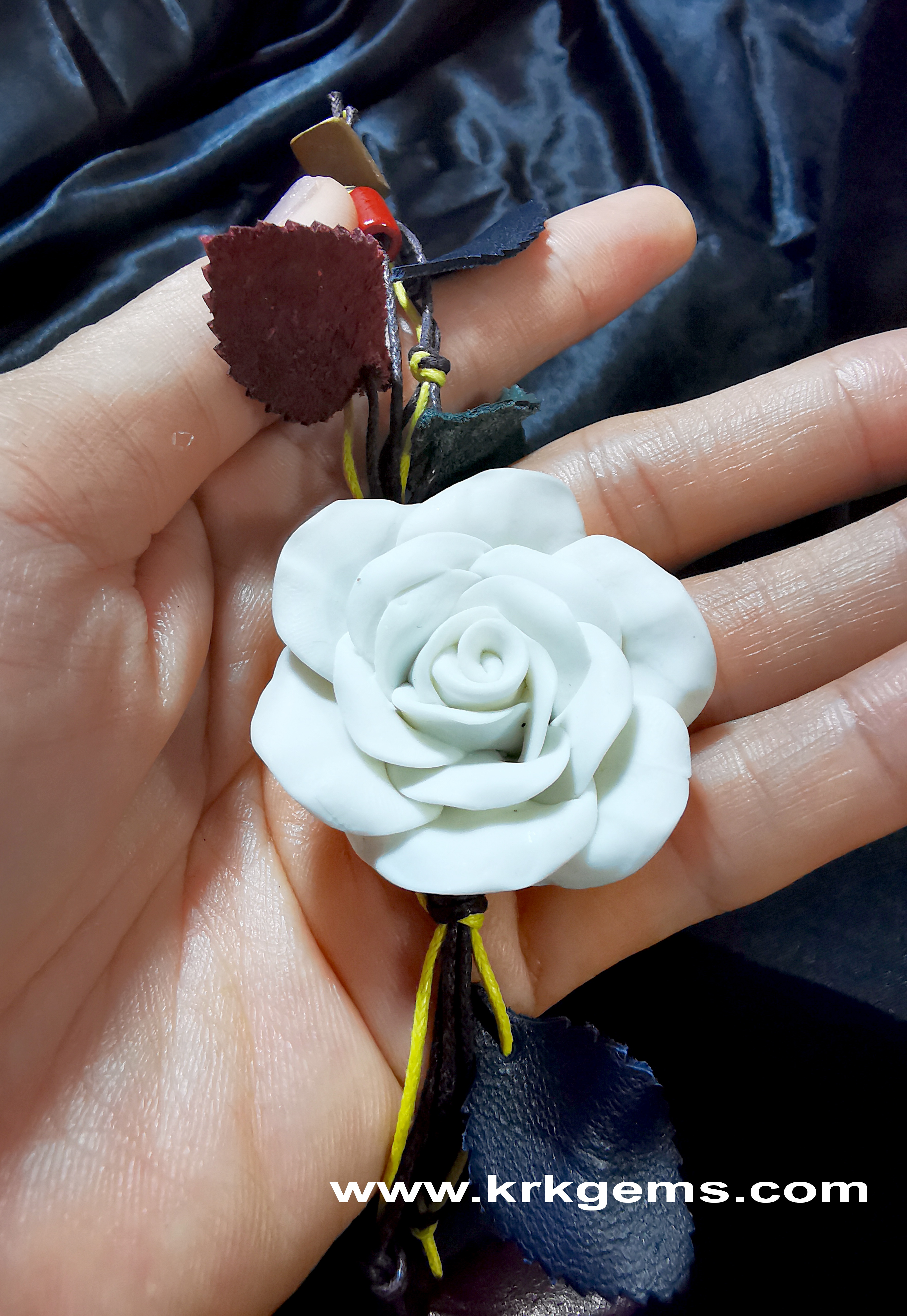 PURE WHITE ROSE HANDMADE CLAY BRACELET