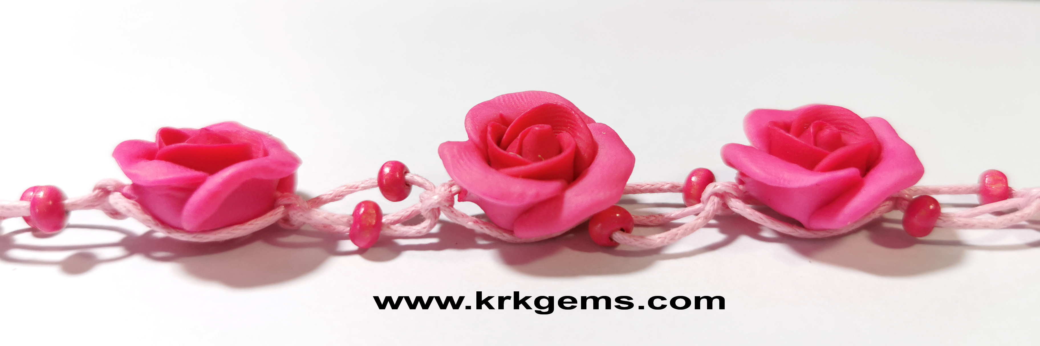 DEEP PINK ROSE HANDMADE CLAY BRACELET