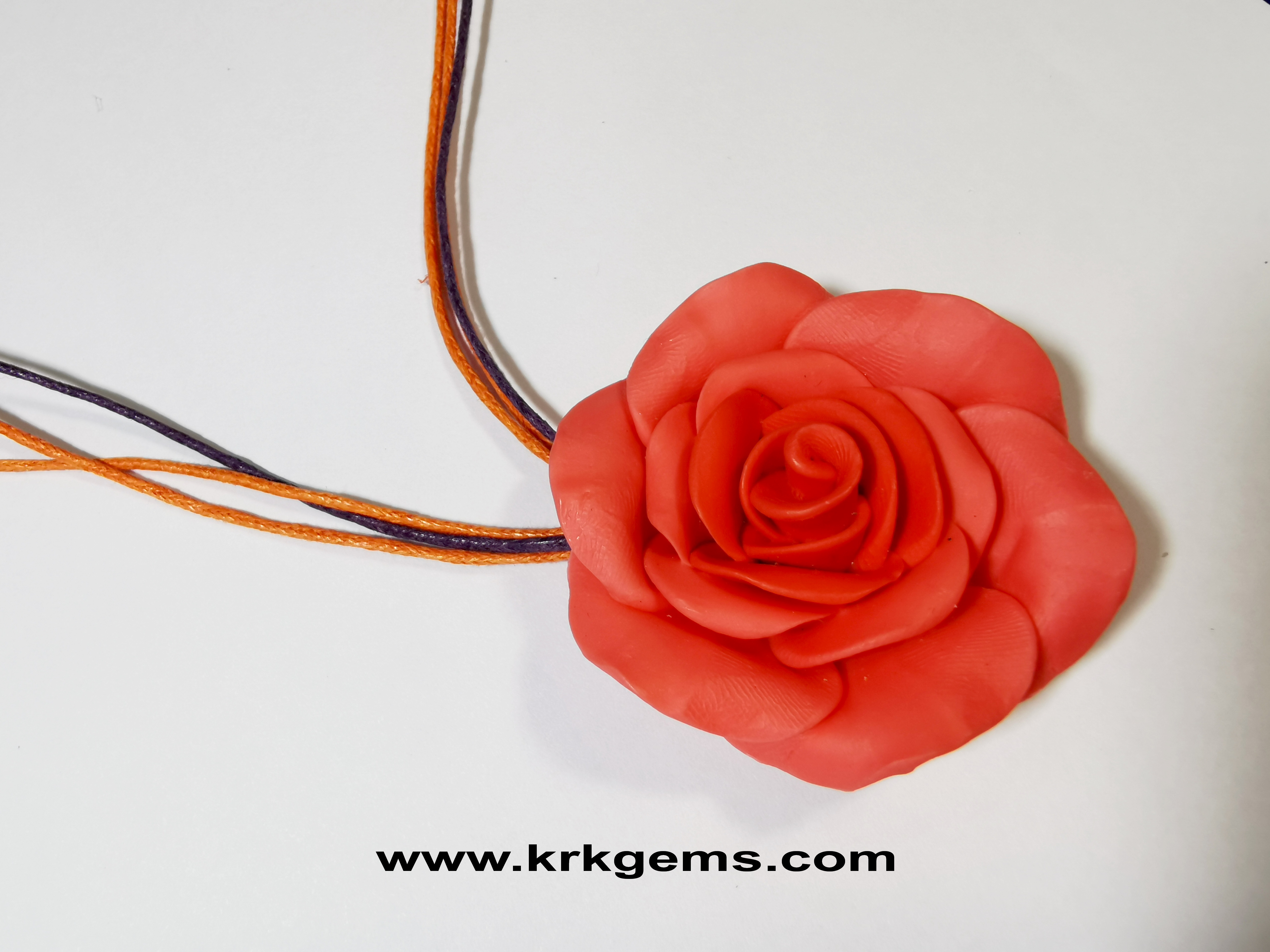 ORANGE ROSE HANDMADE CLAY NECKLACE