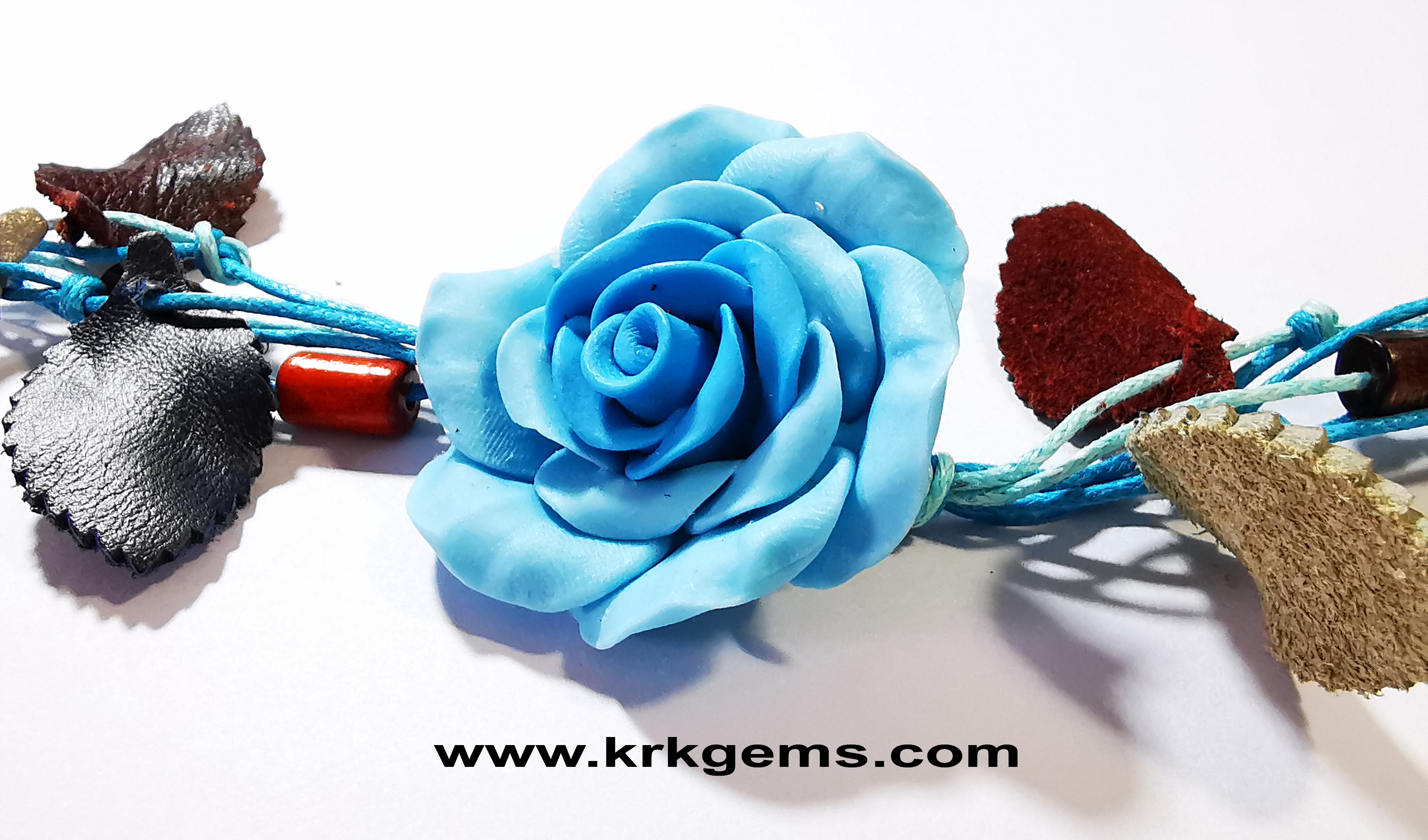 PASTEL BLUE 1ROSE HANDMADE CLAY BRACELET