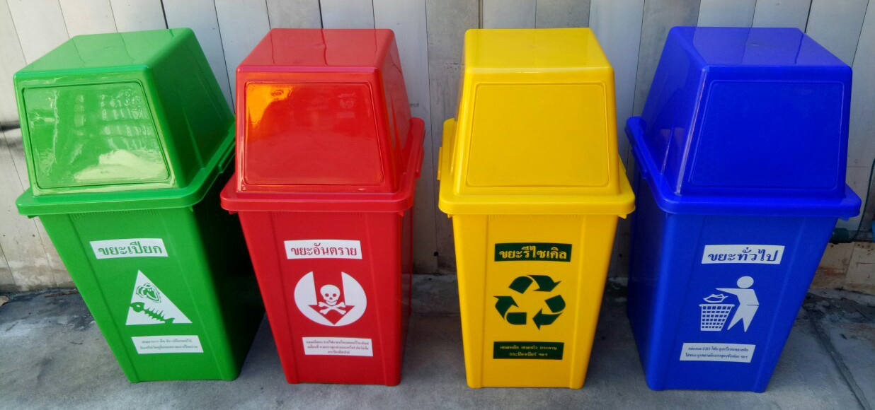 ถังขยะพลาสติกทรงเหลี่ยม 100 ลิตร ฝาทรงสี่เหลี่ยม