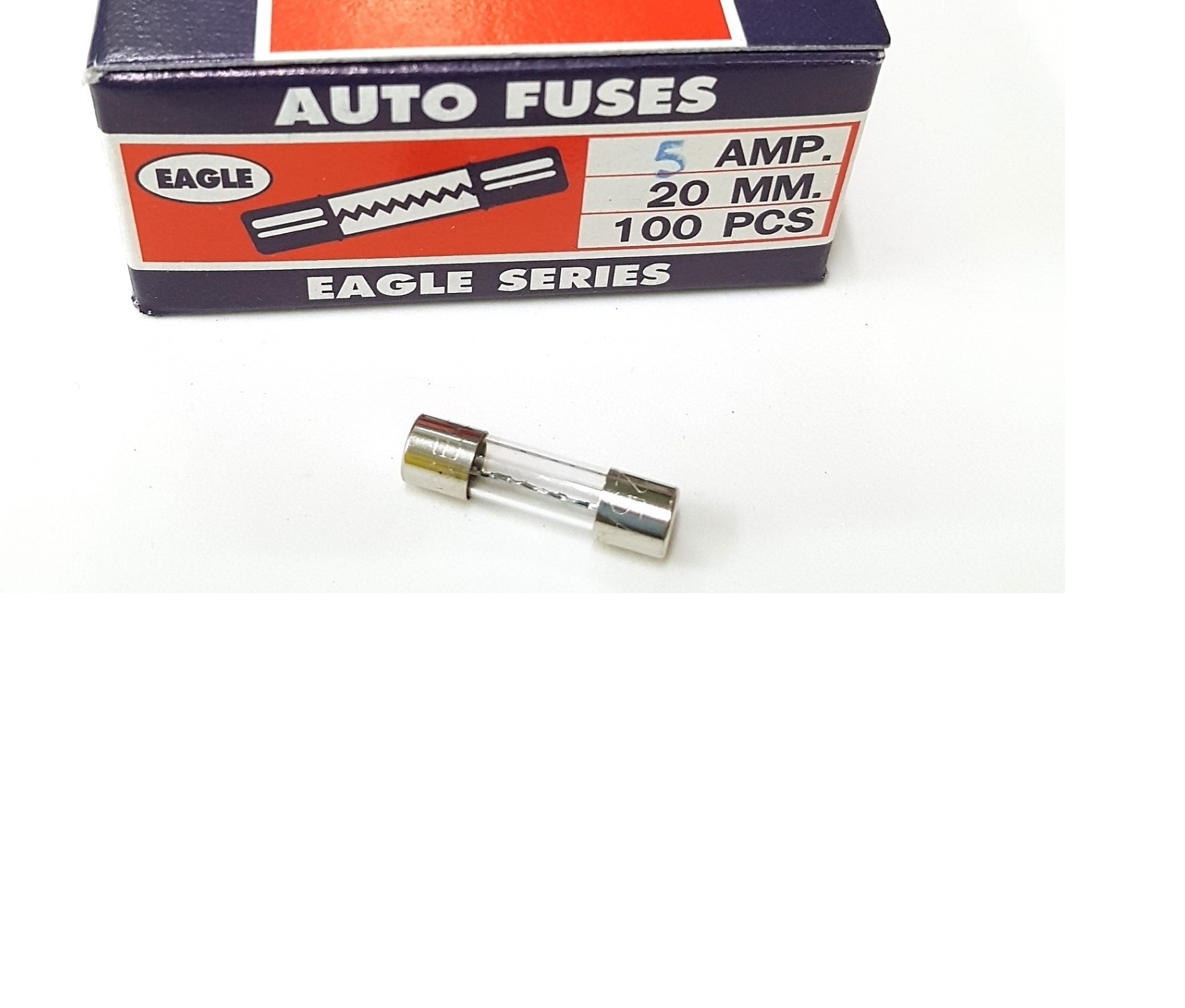 Eagle ฟิวส์หลอดแก้ว 20 มม. ยกกล่อง 10 หลอด Series AUTO FUSES ฟิวส์แก้ว ทางเราขายของแท้ต้องมีฉลากจะอักษรจะคมๆ ฟิวส์รางปลั้ก