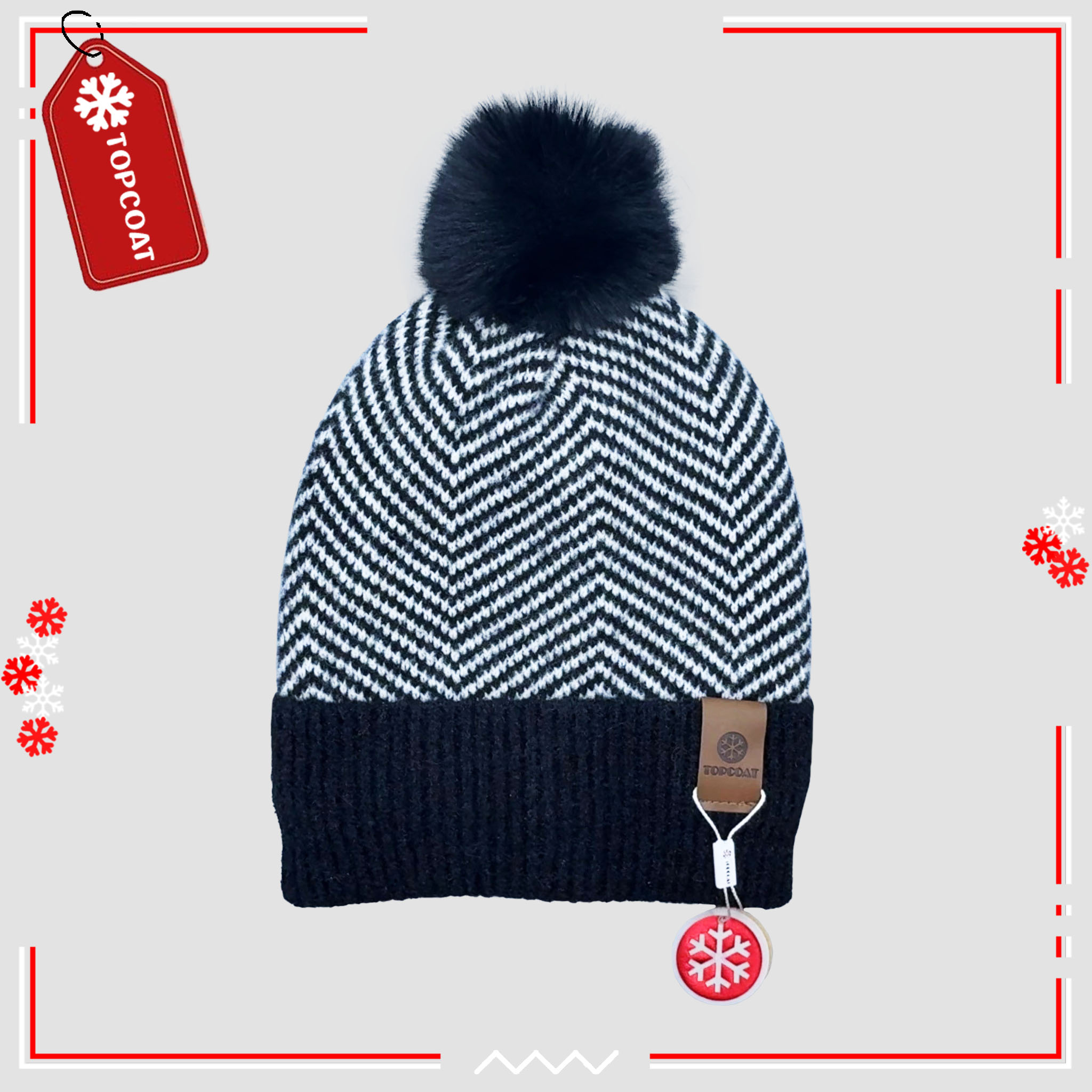 หมวกกันหนาวลายเส้น บุขนหนานุ่ม มีจุก ยืดหยุ่นใส่สบาย ดีไซน์ใหม่