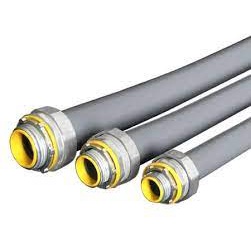 ข้อต่อท่ออ่อน ท่อกันน้ำเหล็ก คอนท่ออ่อนกันน้ำเทา 2นิ้ว Liquid-Tight Flexible Connect มีเลือก ท่ออ่อนหรือ คอนลอนเทา