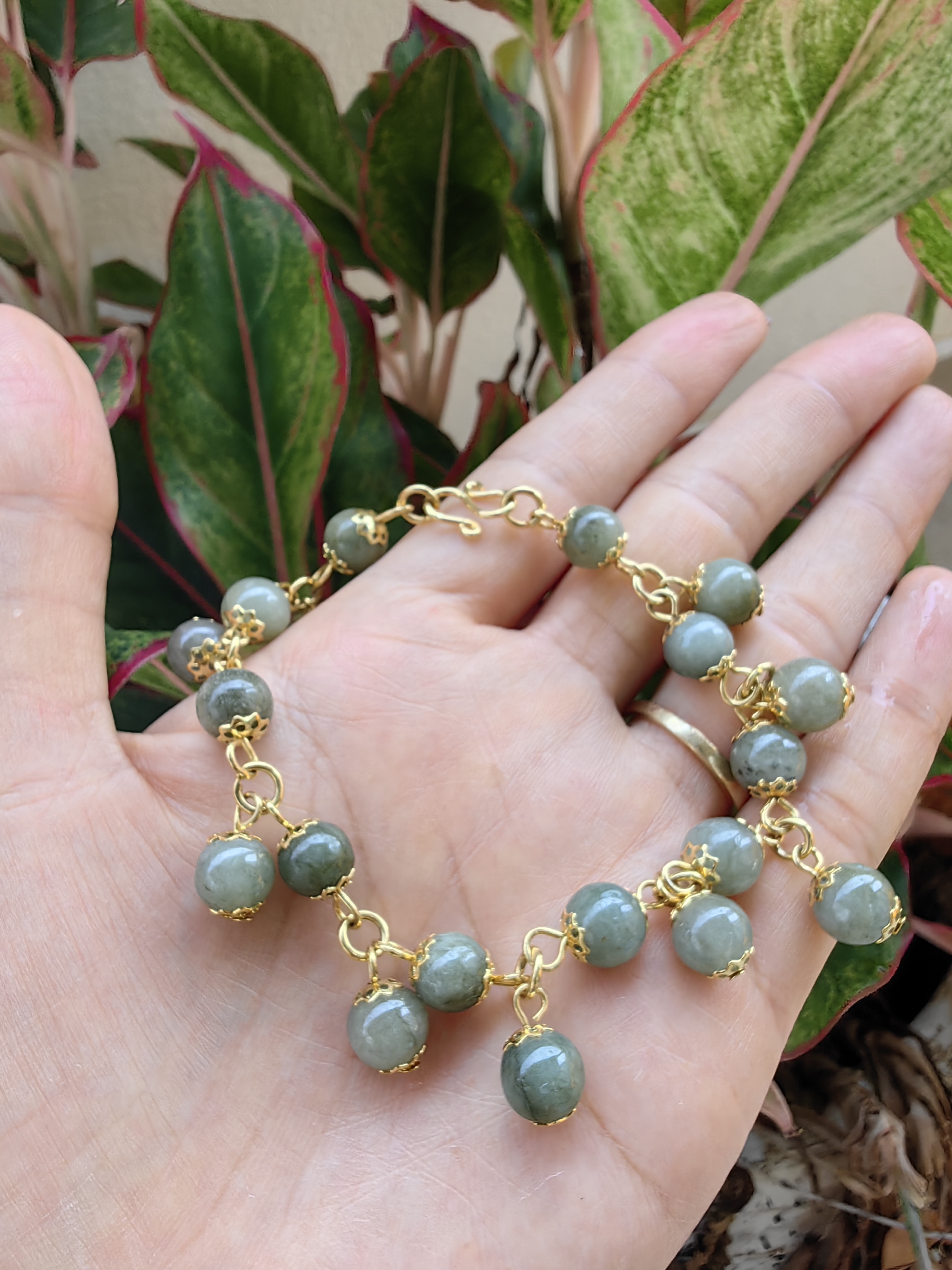 Burmese Jadeite Bracelets Gold Plated สร้อยข้อมือหยกเจไดต์พม่า ชุบทอง