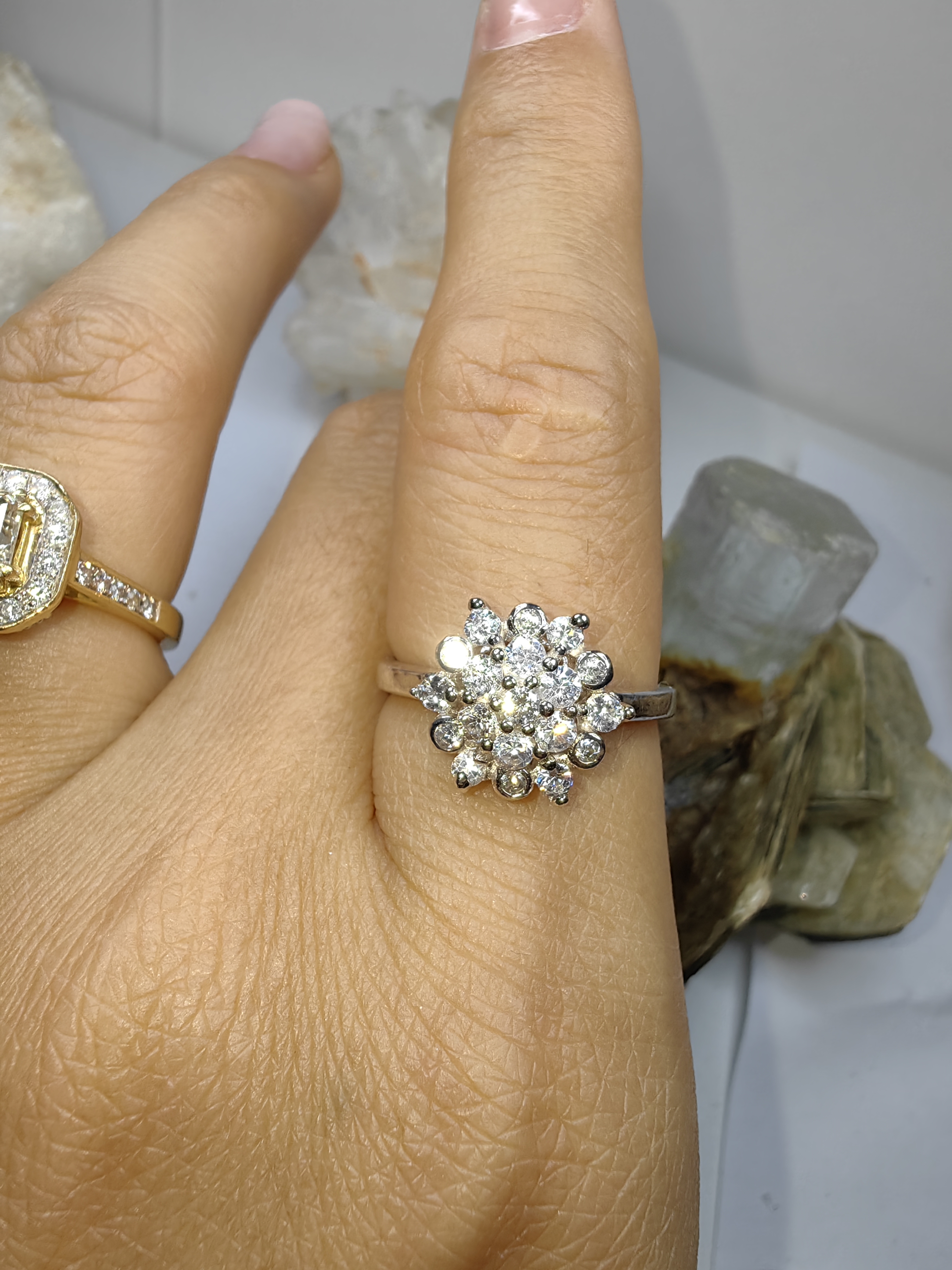 แหวนเพชร CZ เงินแท้ 92.5% Cubic Zirconia 925 Sterling Silver Ring Size 54