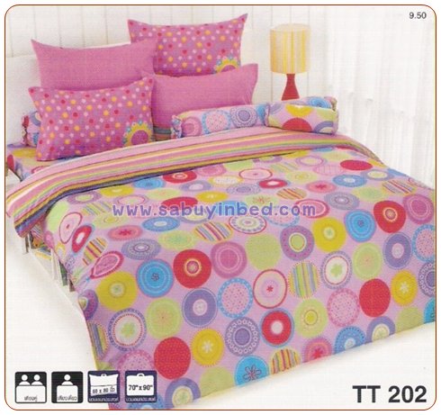 ชุดเครื่องนอน ผ้าปูที่นอนโตโต้ สีชมพูน่ารัก TT202