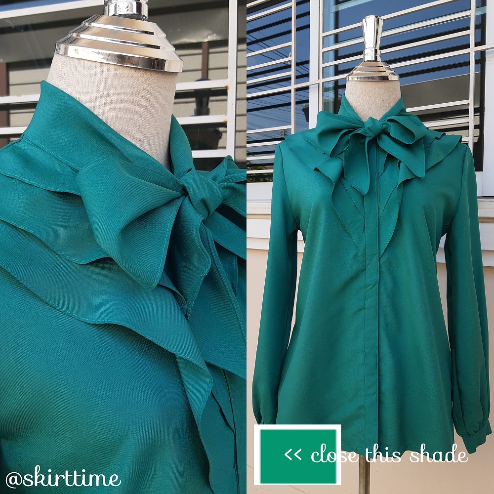 เสื้อวินเทจญี่ปุ่น อกระบายผูกโบว์ (ruffle blouse)