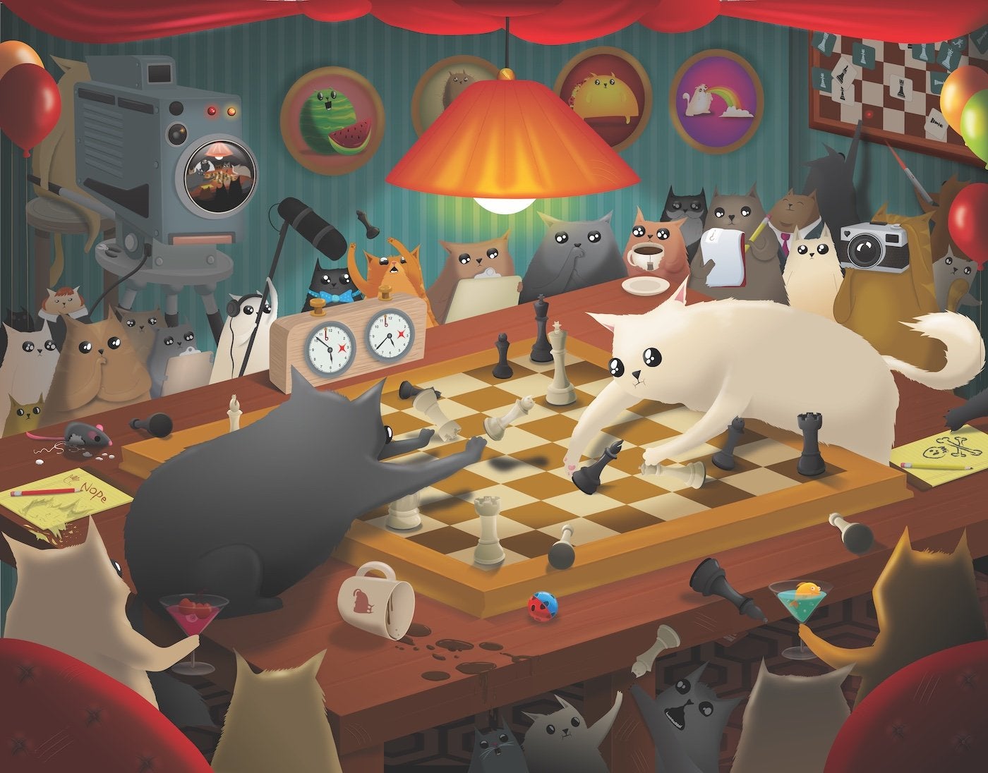 [Puzzle] Exploding Kittens Jigsaw 1000 Pieces Puzzle Cats Playing Chess