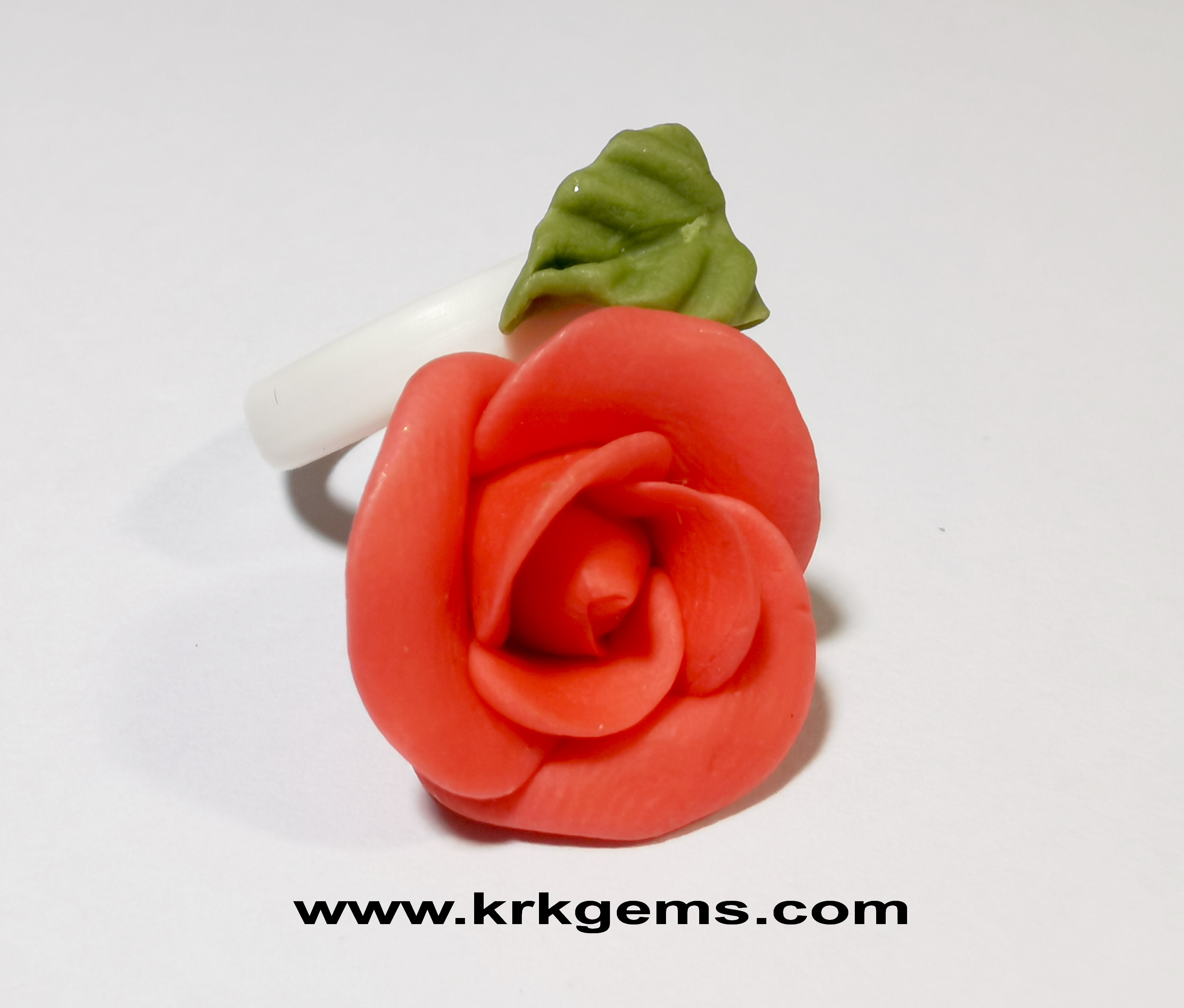SMALL ORANGE ROSE HANDMADE CLAY RING