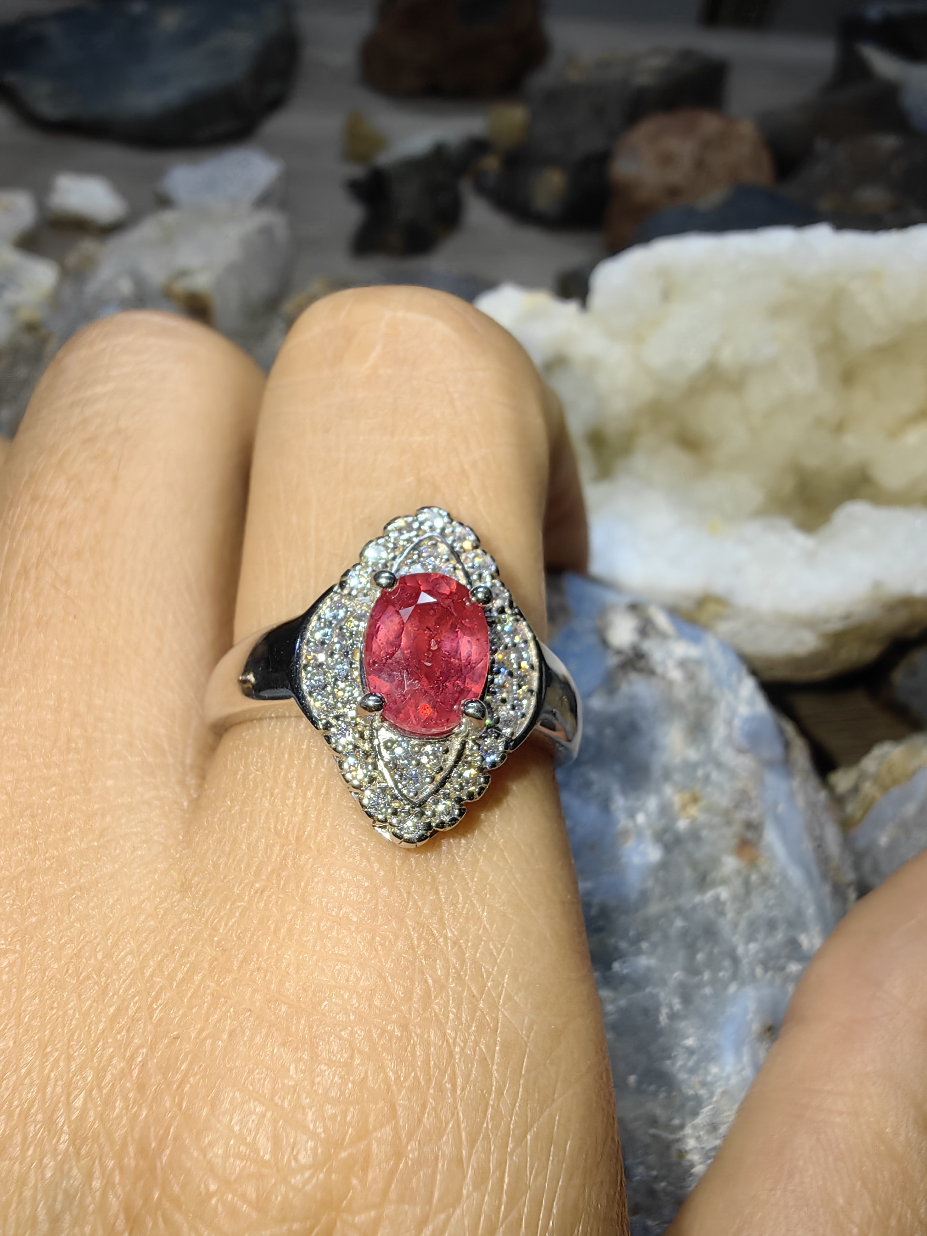 Ruby Cubic Zirconia 92.5% Silver Ring แหวนทับทิม เงิน 92.5%