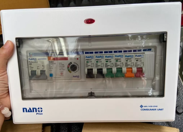 NANO ตู้คอนซูมเมอร์ยูนิต 6ช่อง ปรับค่าได้ NANO รุ่น NNP63ADJ-11 ( เมนกันดูด RCBOปรับmA 63A+ลูกย่อย6ลูก )