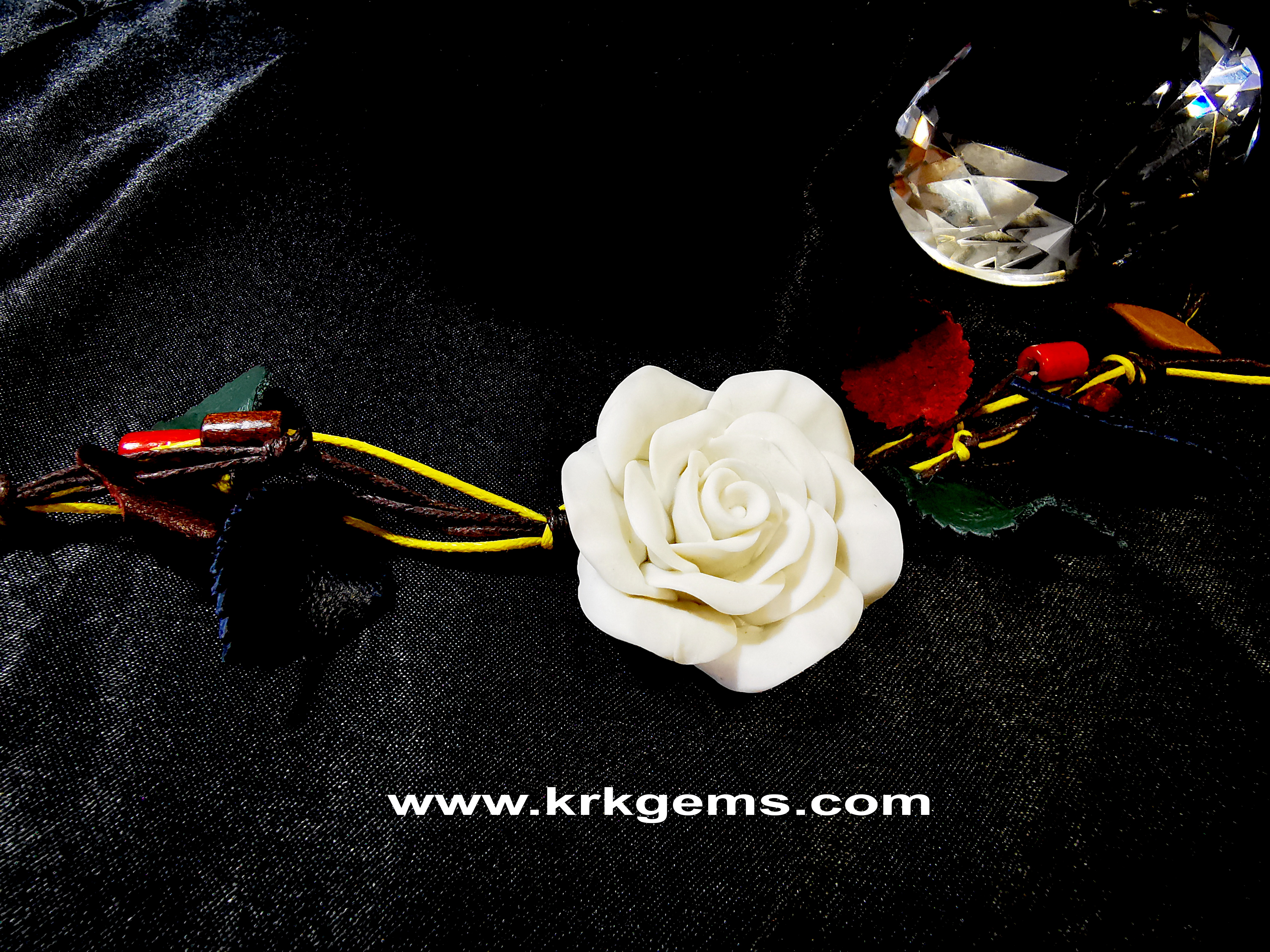 PURE WHITE ROSE HANDMADE CLAY BRACELET