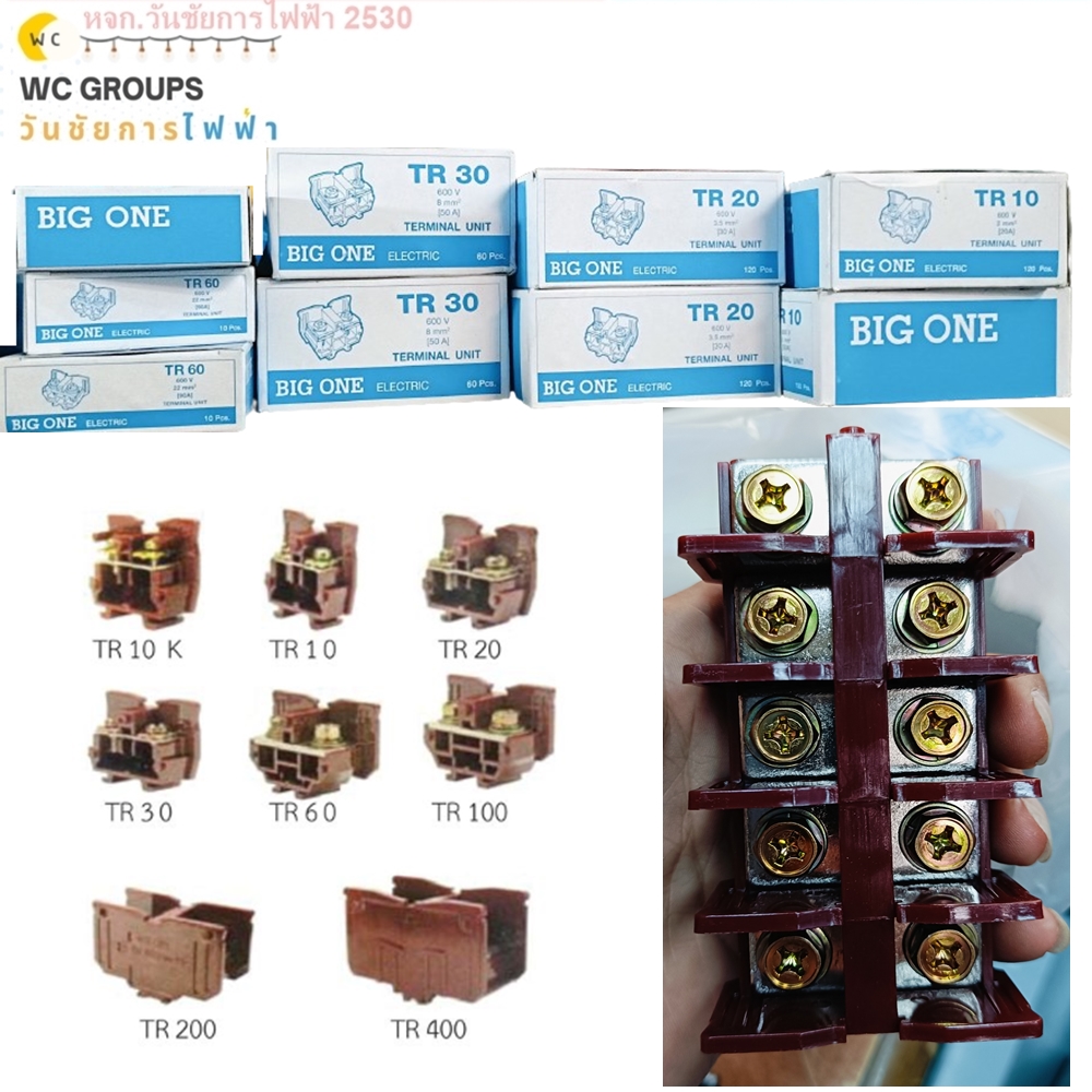 BIGONE เทอร์มินอล TR10 TR20 TR30 TR60 TR100 TERMINAL BLOCKS เทอร์มินอลบล็อก เทอร์มินอล TR-Series ยี่ห้อ Big One 1อัน