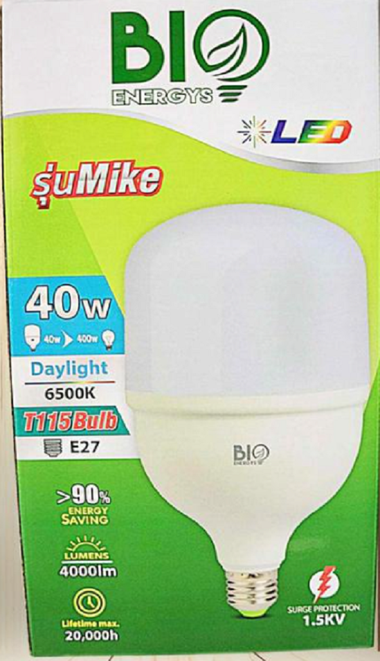BIO หลอดจัมโบ้ สว่างมาก หลอดทรงกระบอก BIO ENERGYS ขนาด 30W 40W 50W E27 รุ่น MIKE แสงเดย์ไลท์ แสงขาว