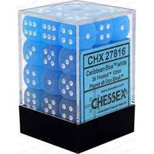 [ลูกเต๋า] Chessex: D6 12 mm caribbean blue/white
