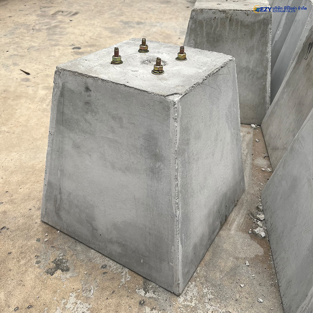 ฐานปูน 2" ระยะห่างรู 7.2 ซม. พร้อมน็อตยึดอย่างดี หนัก แข็งแรง ทนทาน ใช้กับเสาสูง 1-4 เมตร