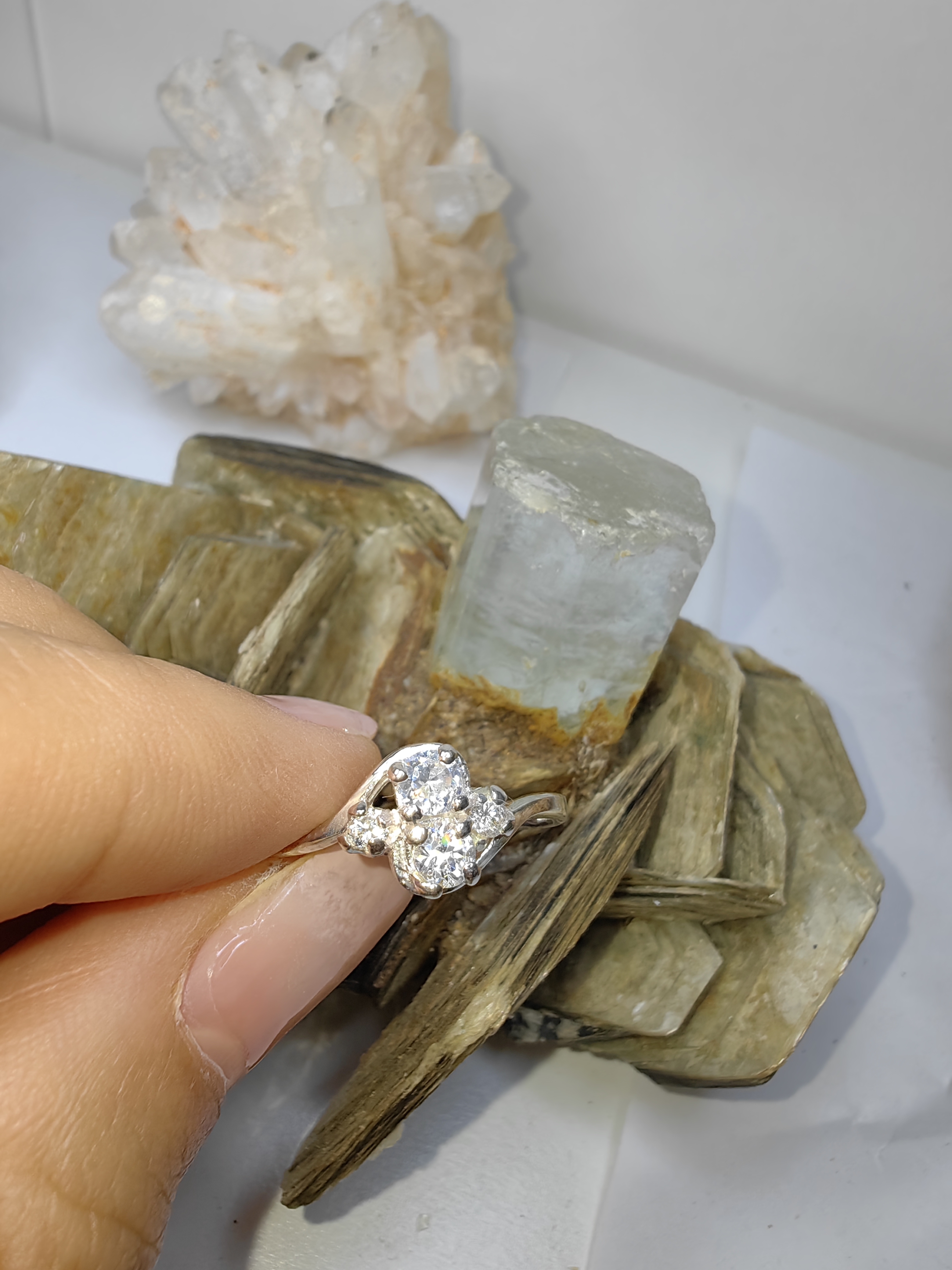 แหวนเพชร CZ เงินแท้ 92.5% Cubic Zirconia 925 Sterling Silver Ring Size 57, 60