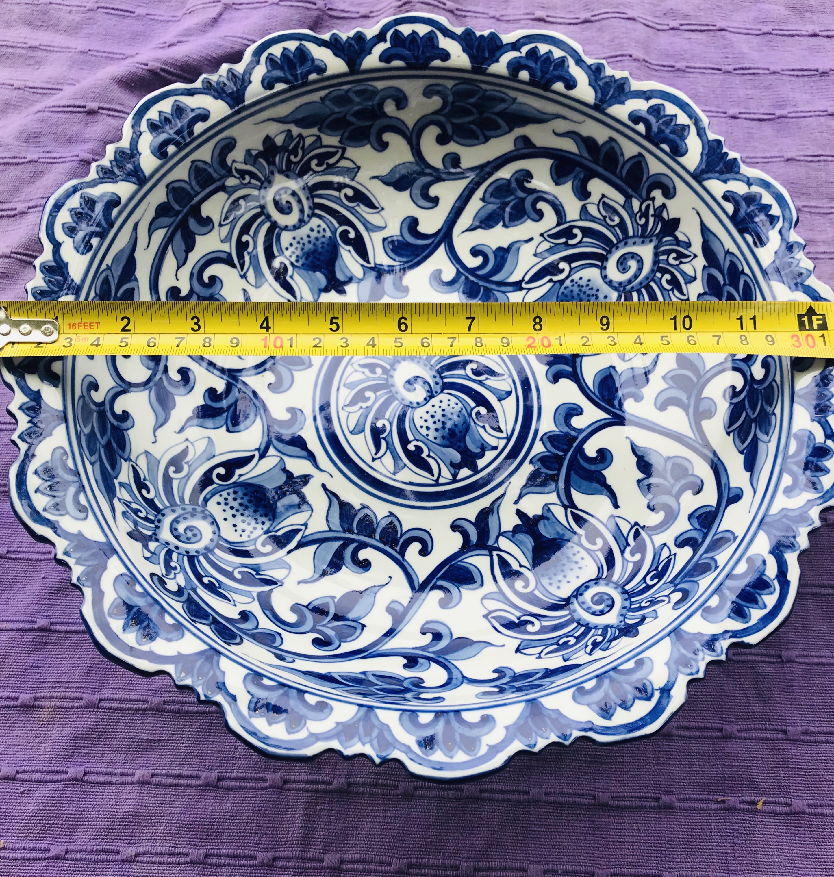 พานลายไทยคราม12"