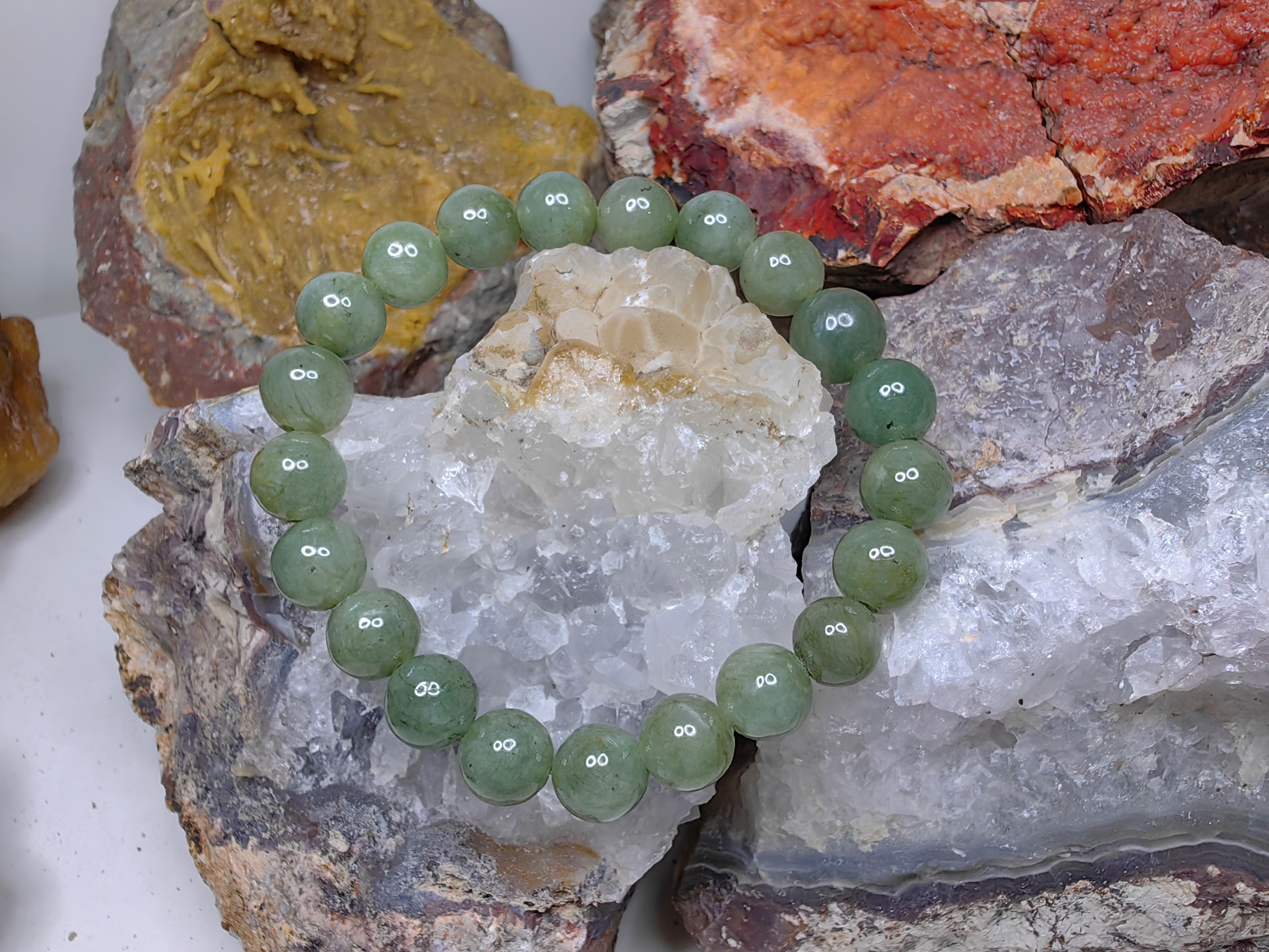 Burmese Jadeite Bracelets Round 8 mm. กำไลข้อมือหยกพม่า กลม 8 mm. Free Size