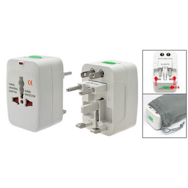หัวแปลงรอบโลก หัวแปลงปลั๊กไฟ ใช้ได้ทั่วโลก universal plug ไปได้ทุกประเภทสินค้าถ่ายจากของจริง white / สีขาว วฟ