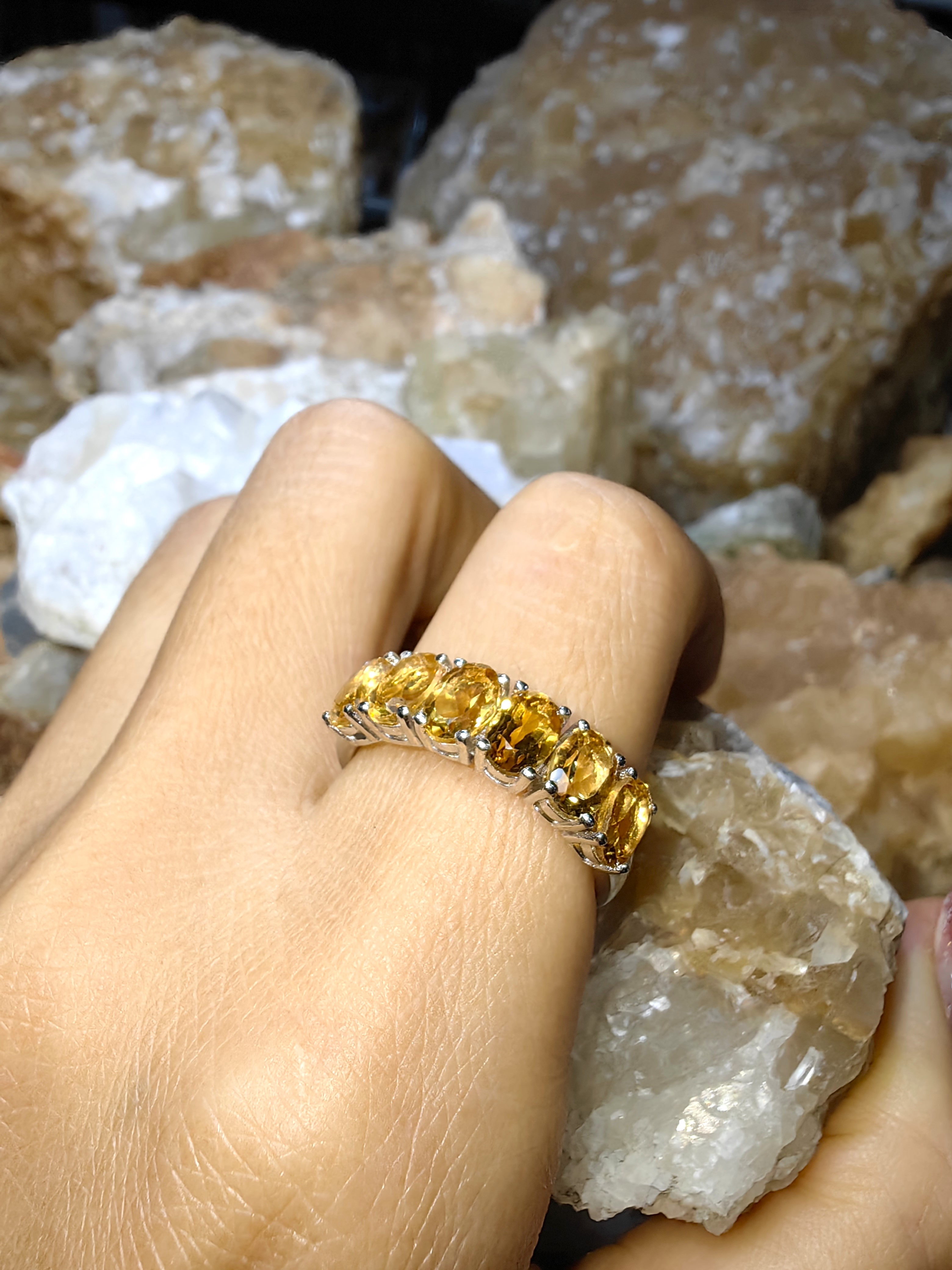 Citrine 925 Sterling Silver แหวนซิทริน Size 57 เงินแท้ 925