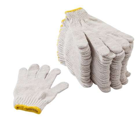 ถุงมือผ้าขาว มีขอบสี (ขอบคละสี) ฟรีไซร์ - จำนวน 12 คู่