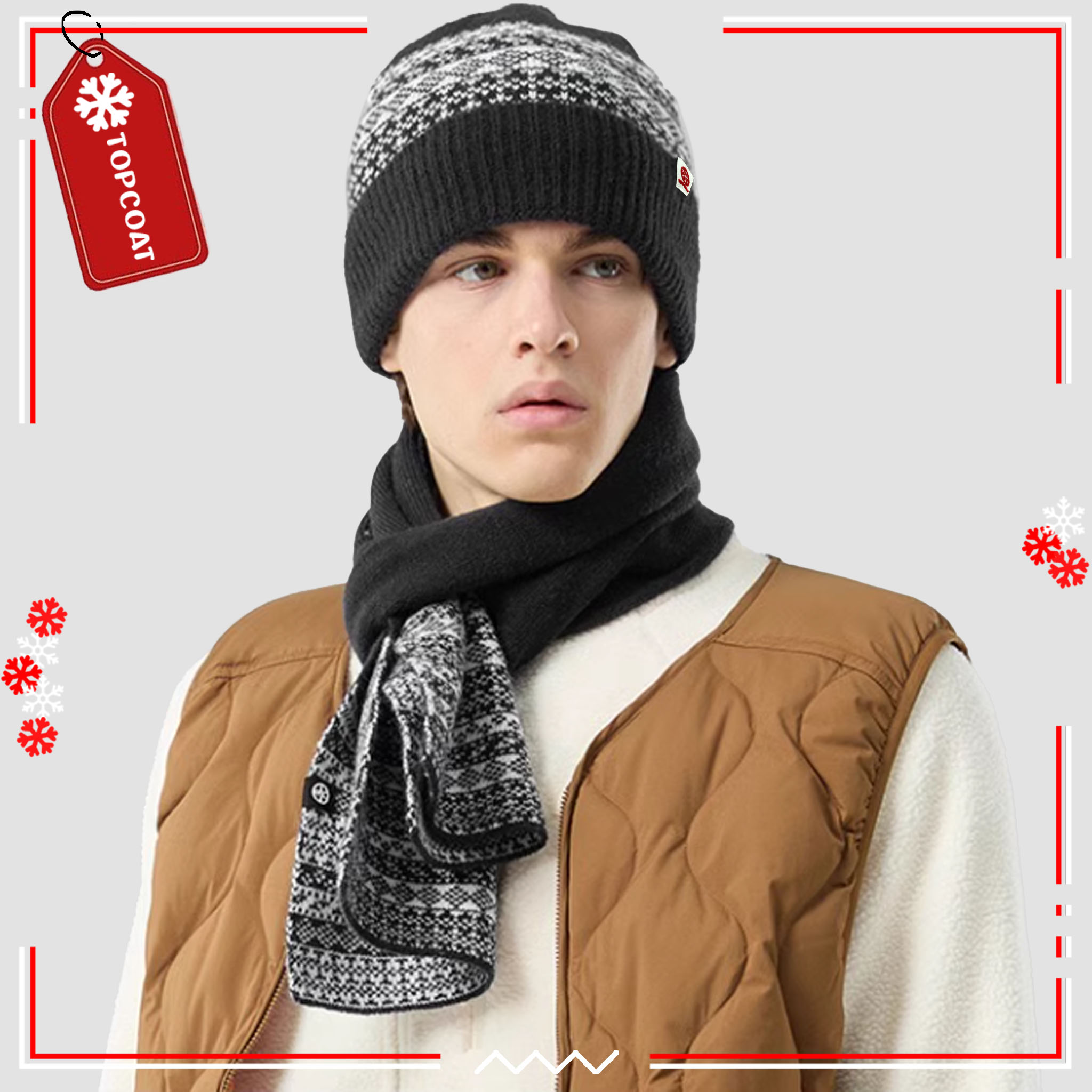 เซ็ทหมวก ถุงมือ ผ้าพันคอกันหนาวครบเซ็ท สีดำ ชมพู เทา ครีม กรม