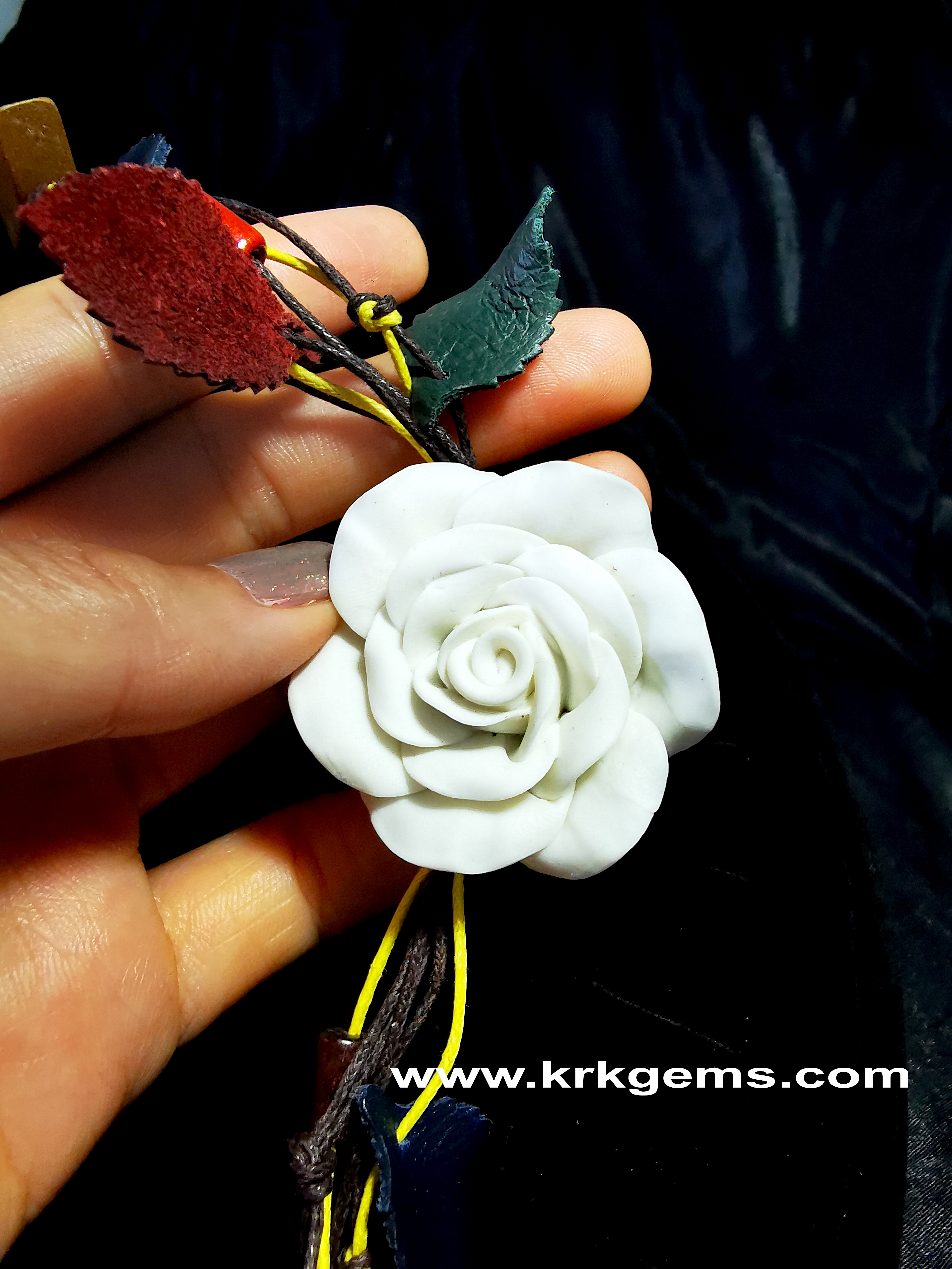 PURE WHITE ROSE HANDMADE CLAY BRACELET