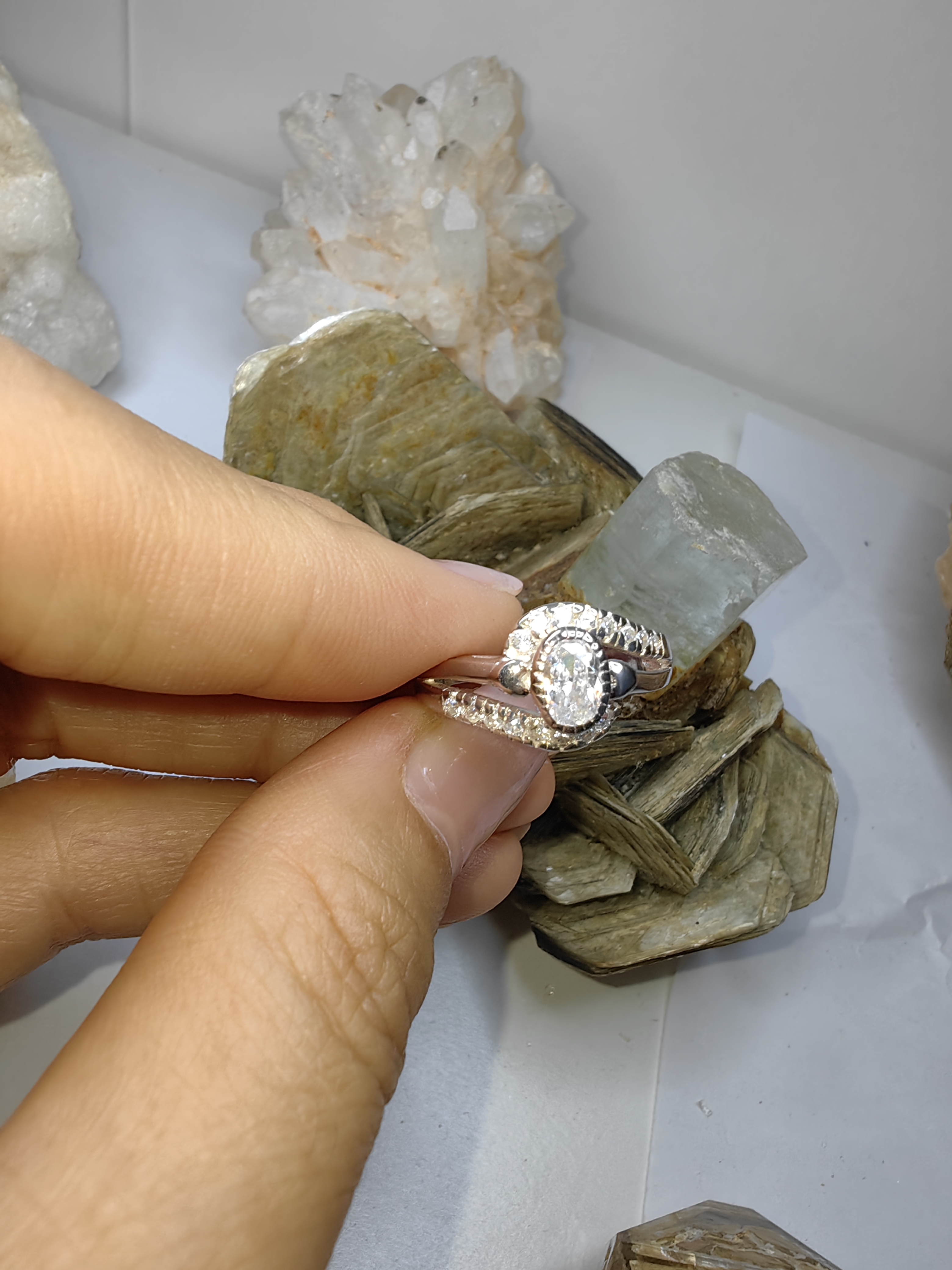 แหวนเพชร CZ เงินแท้ 92.5% Cubic Zirconia 925 Sterling Silver Ring Size 54