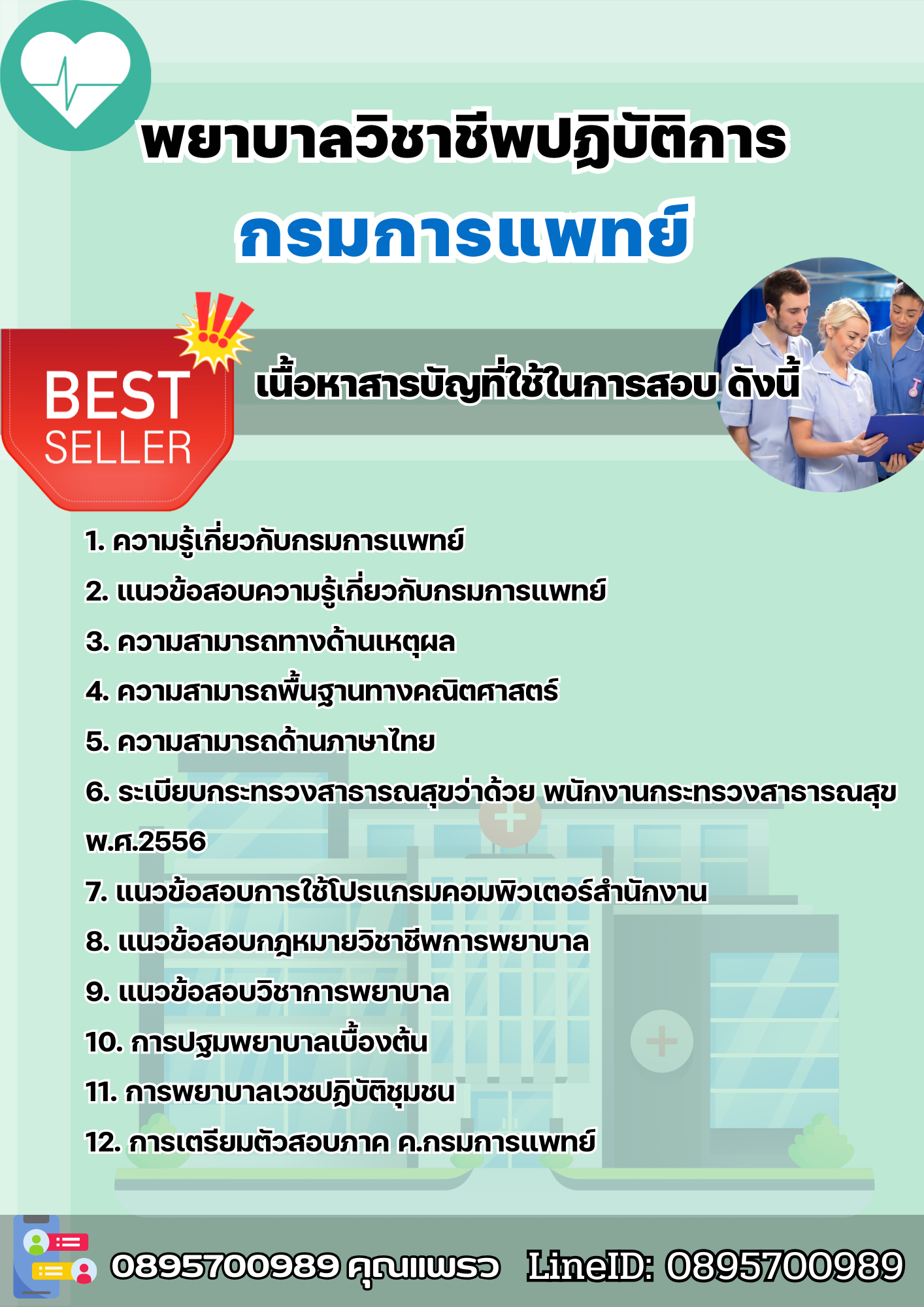 แนวข้อสอบพยาบาลวิชาชีพปฏิบัติการ กรมการแพทย์ 2568