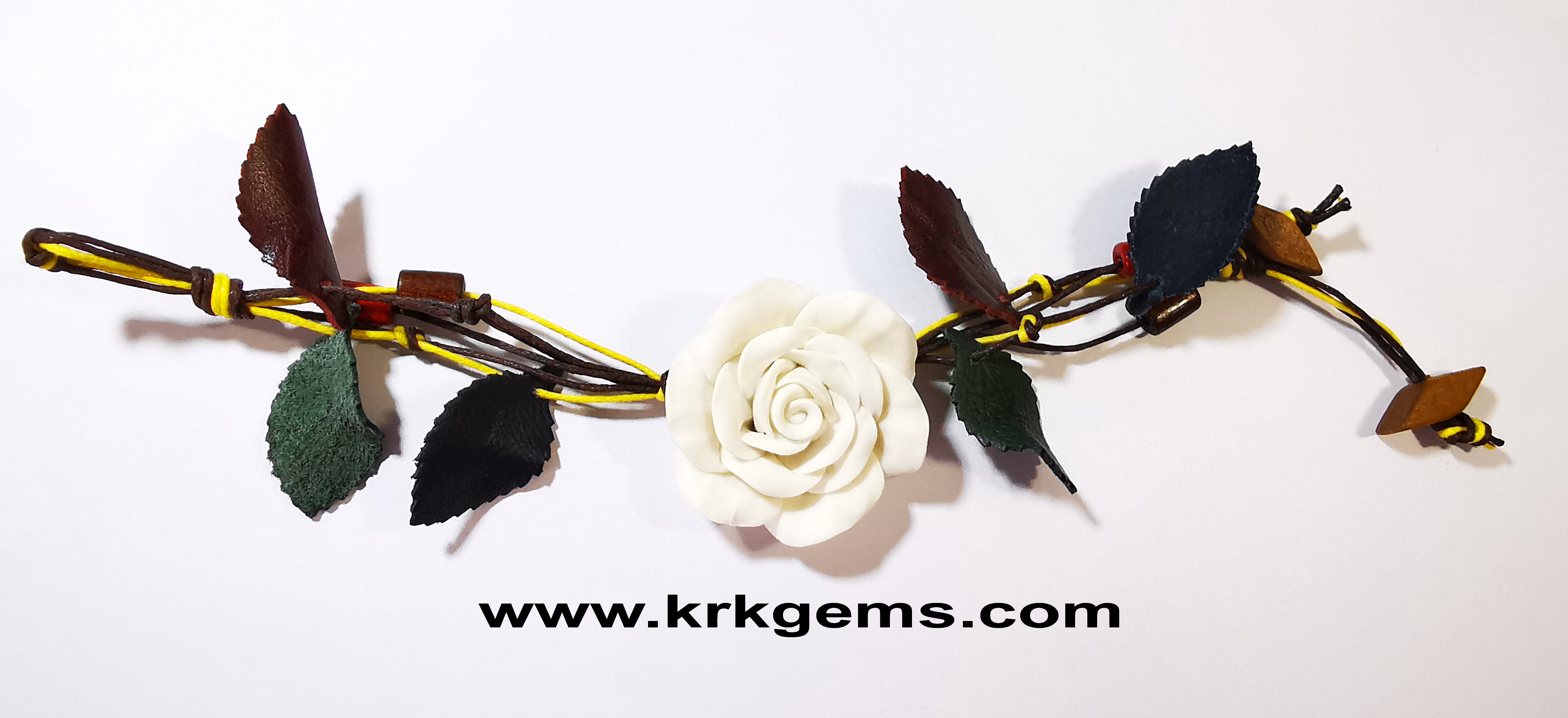 PURE WHITE ROSE HANDMADE CLAY BRACELET