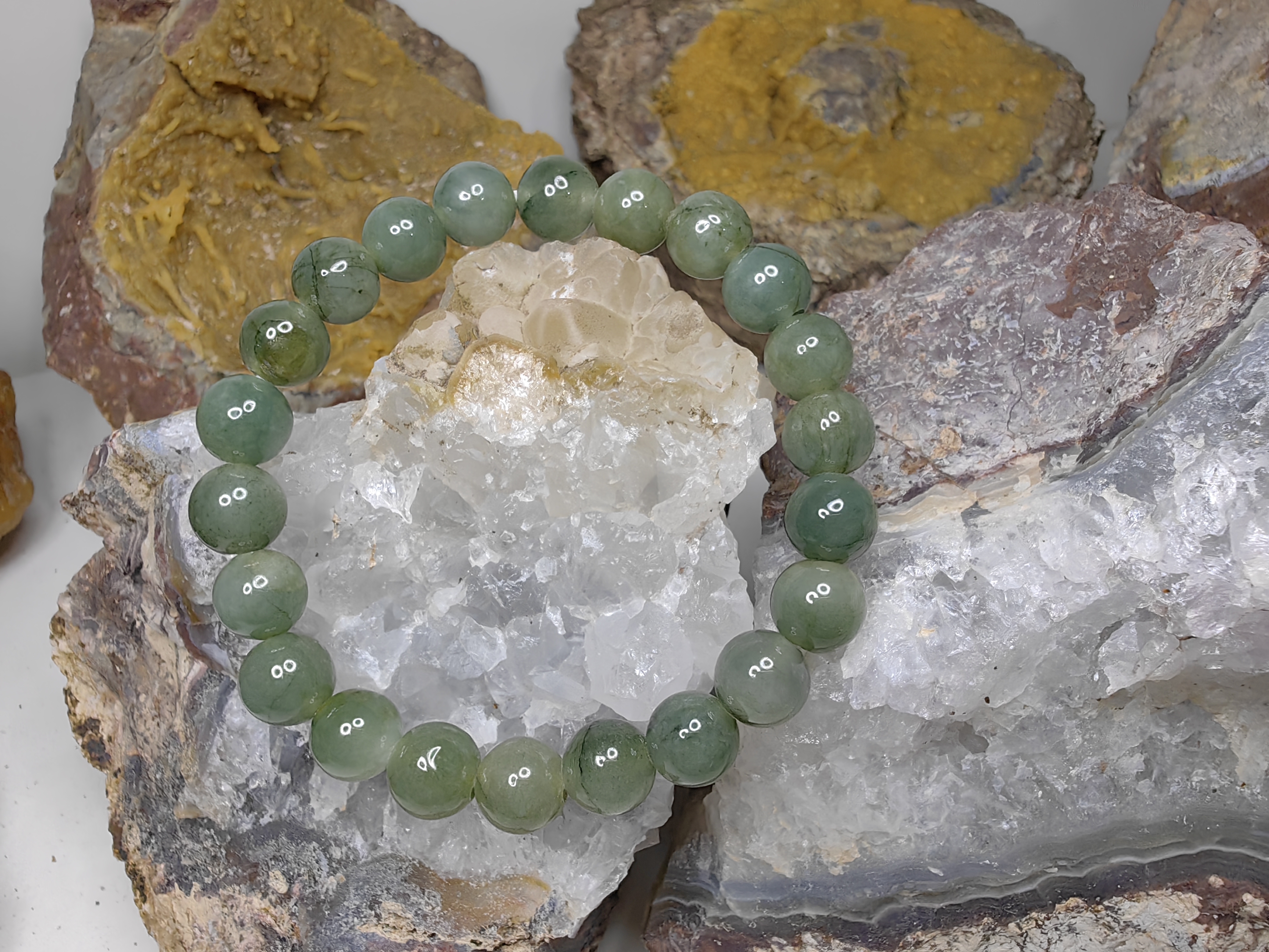 Burmese Jadeite Bracelets Round 8 mm. กำไลข้อมือหยกพม่า กลม 8 mm. Free Size